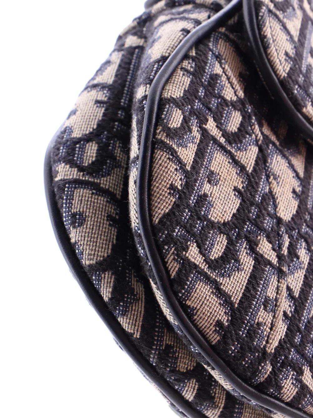 DIOR Pre-owned Saddle Handbag Oblique Canvas Mini Shoulder Bag In Blue