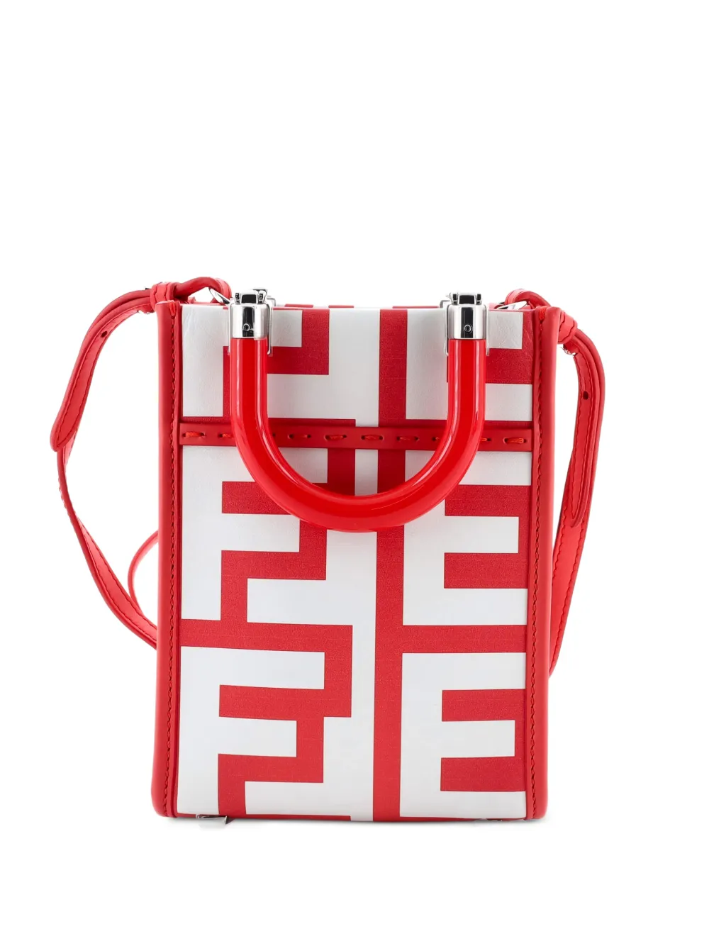 Fendi Pre-Owned x Marc Jacobs Sunshine Shopper Printed Leather Mini tote bag - Rosso