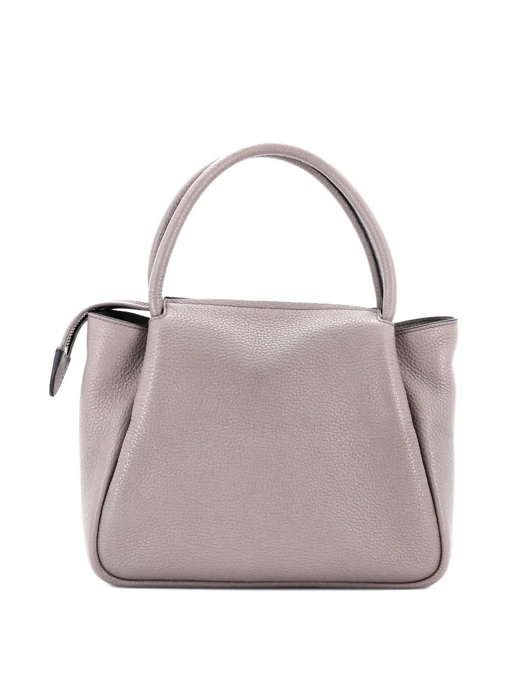 PRADA Pre-owned Flou Zipped Top Handle Bag Vitello Daino Small Tote Bag In Gray