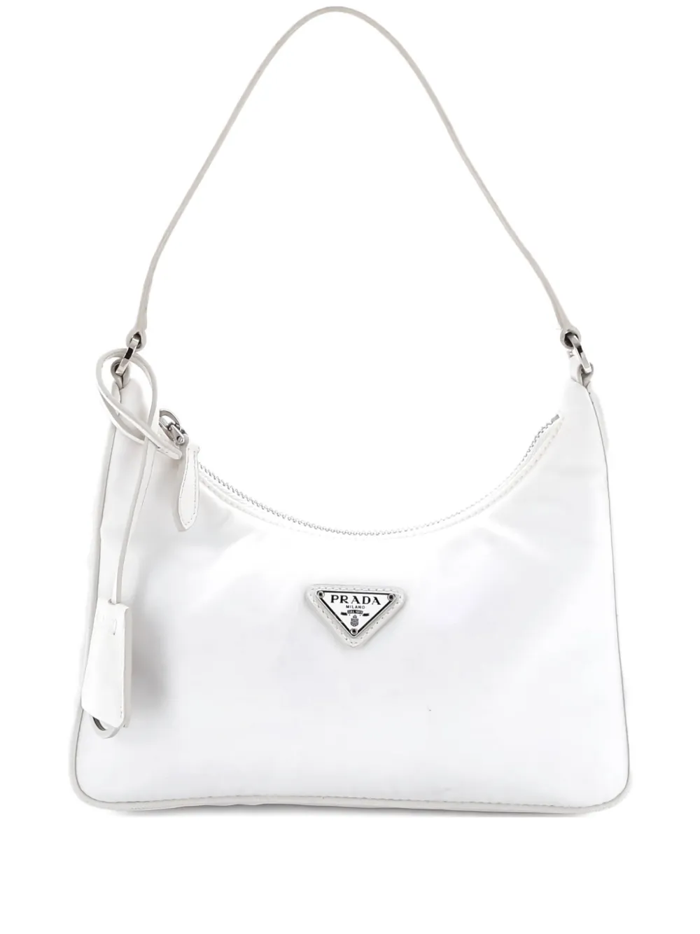 Prada Pre-Owned Re-Edition 2005 Tessuto with Saffiano Leather Mini hobo bag - Bianco