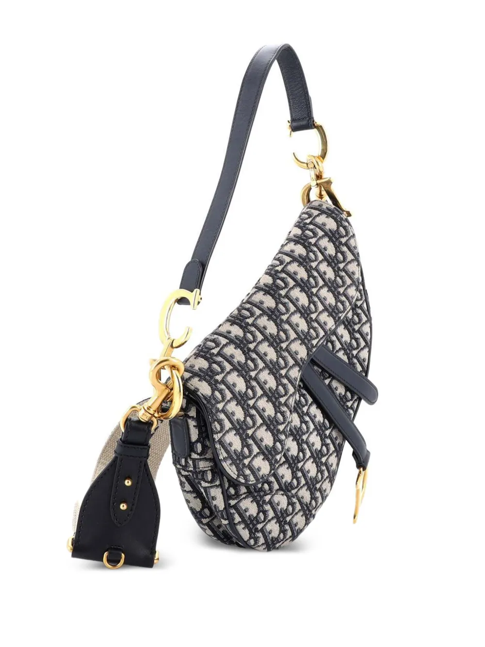 Christian Dior Pre-Owned Saddle Handbag with Strap Oblique Canvas Medium shoulder bag - Blau