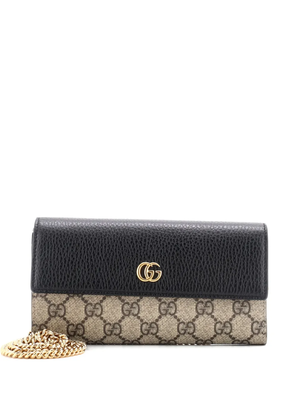 Gucci Pre-Owned GG Marmont Continental Chain Wallet GG Coated Canvas and Leather crossbody bag - Marrone