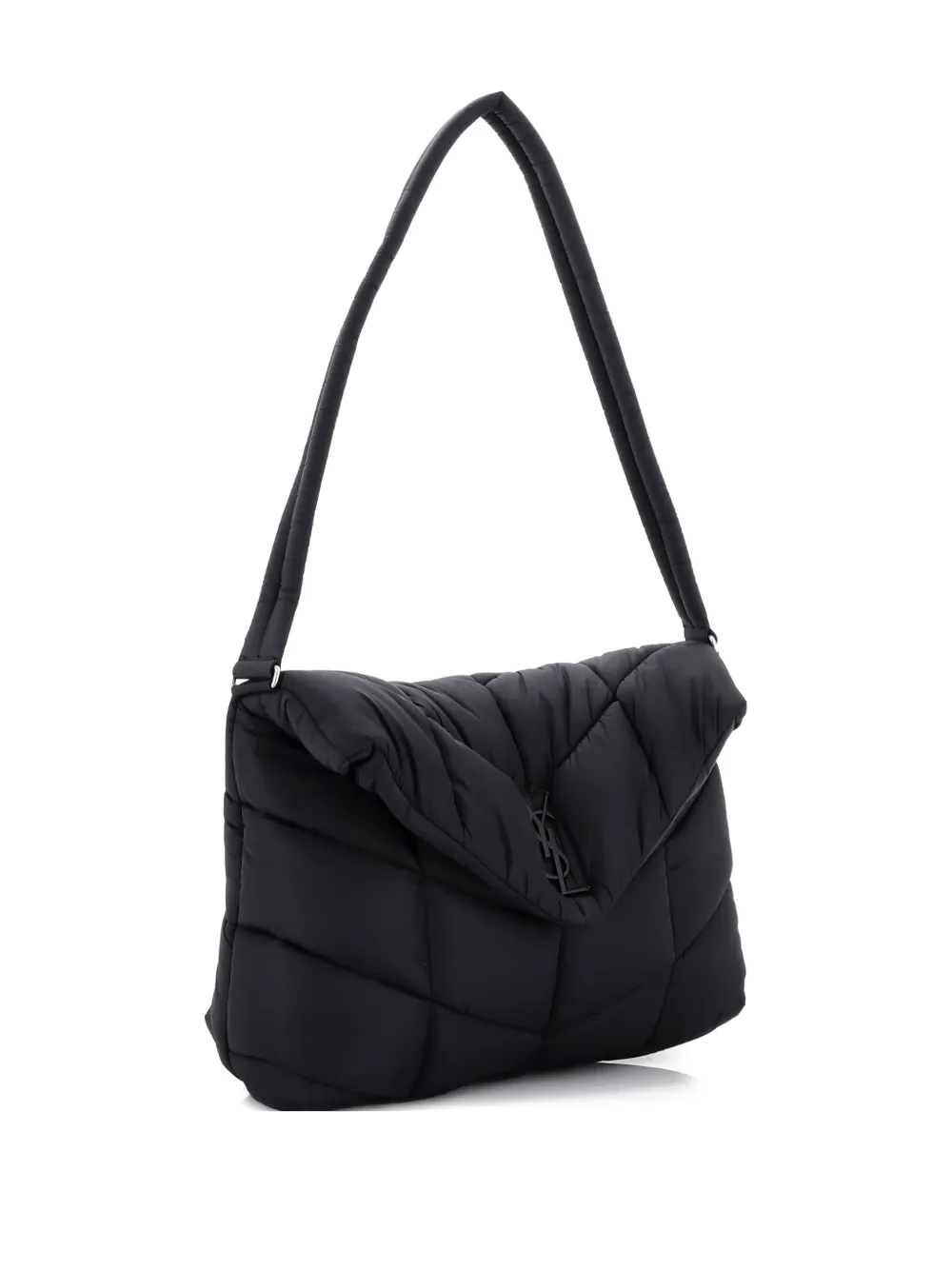 SAINT LAURENT Pre-owned Loulou Puffer Messenger Bag Quilted Econyl Shoulder Bag In Black