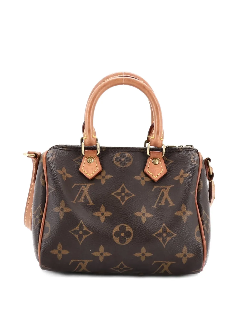 Pre-owned Louis Vuitton Speedy Bandouliere Bag Monogram Canvas Nano Crossbody Bag In Brown
