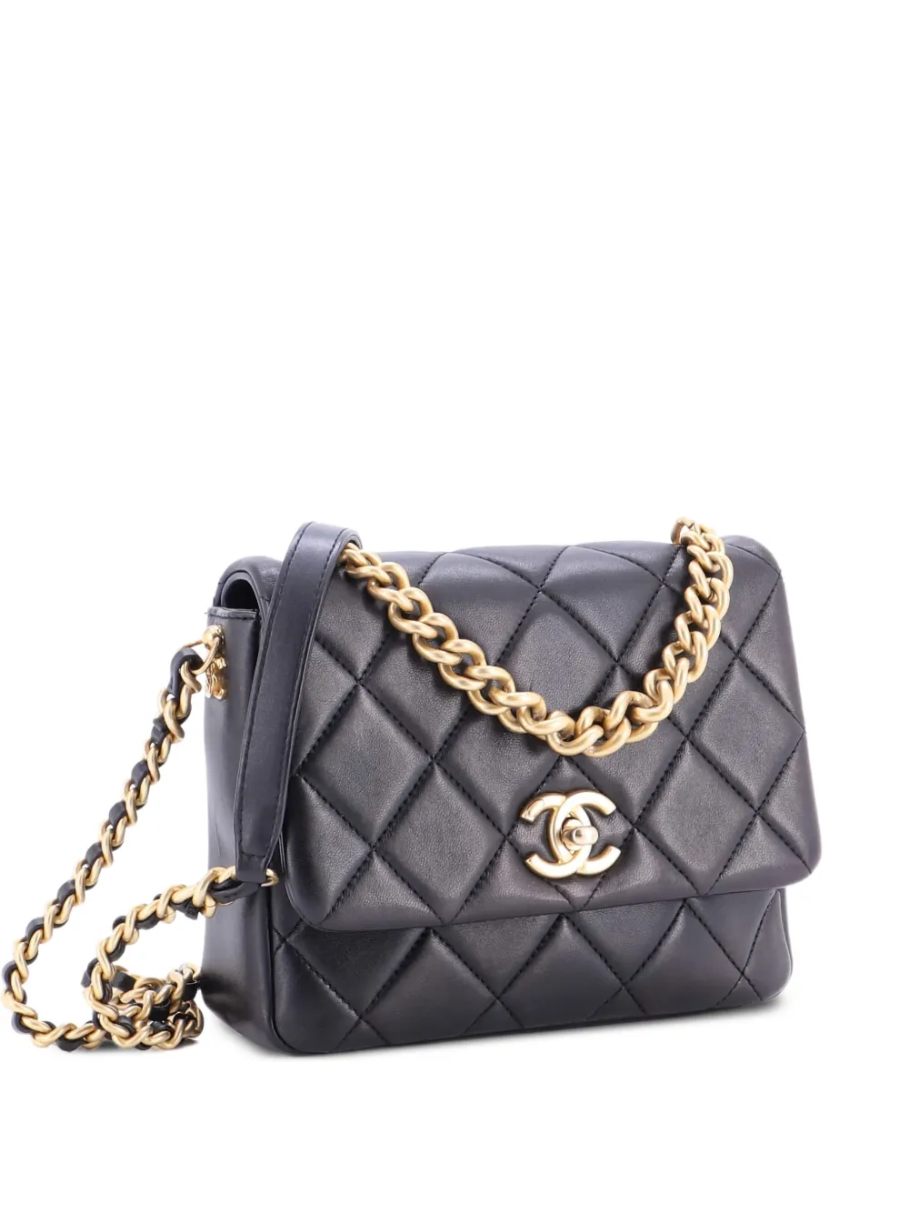 CHANEL Pre-Owned Side Note Flap Bag Quilted Lambskin Small crossbody bag - Nero