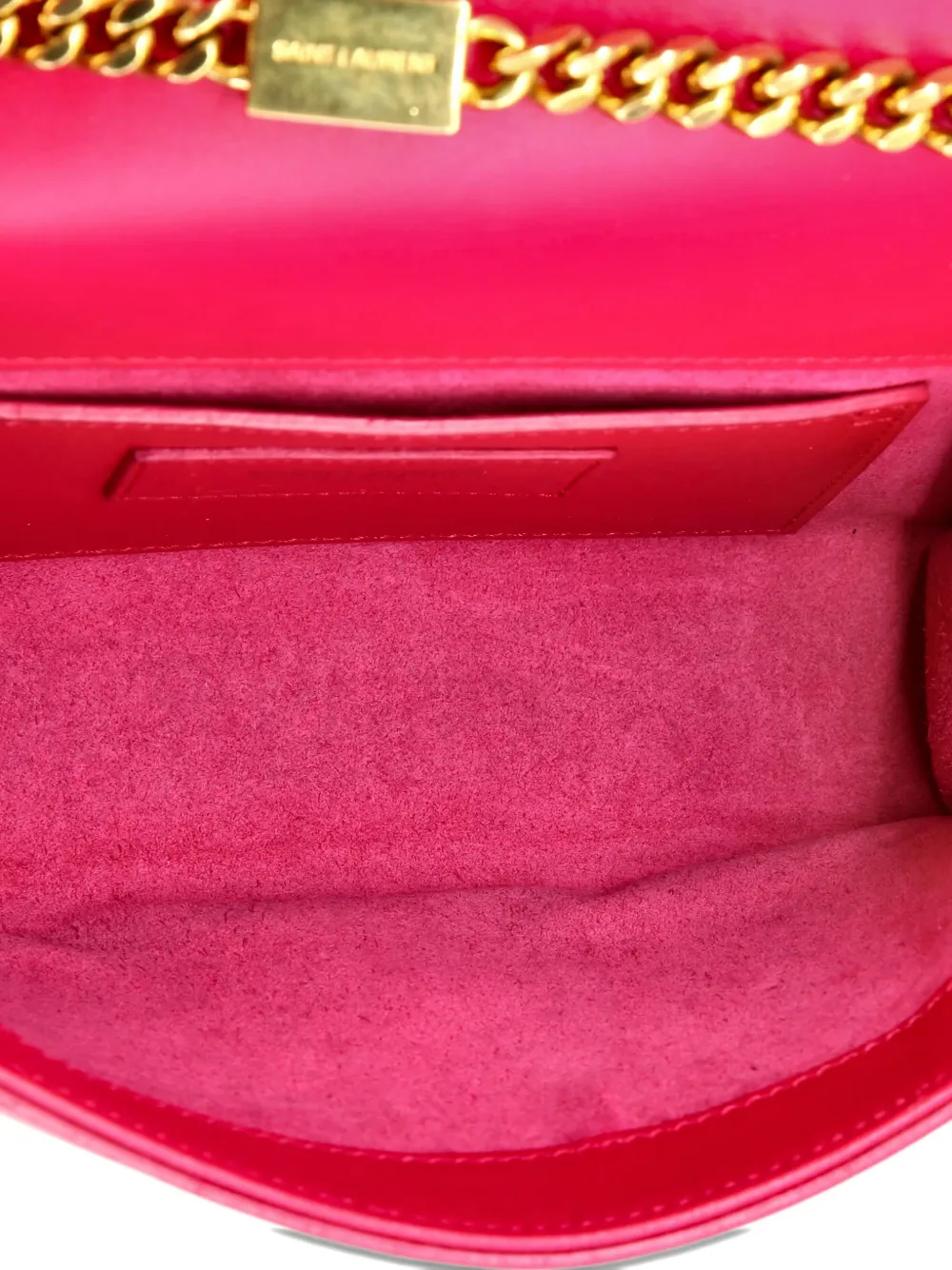 Pre-owned Saint Laurent Classic Monogram Tassel Leather Small Crossbody Bag In Pink