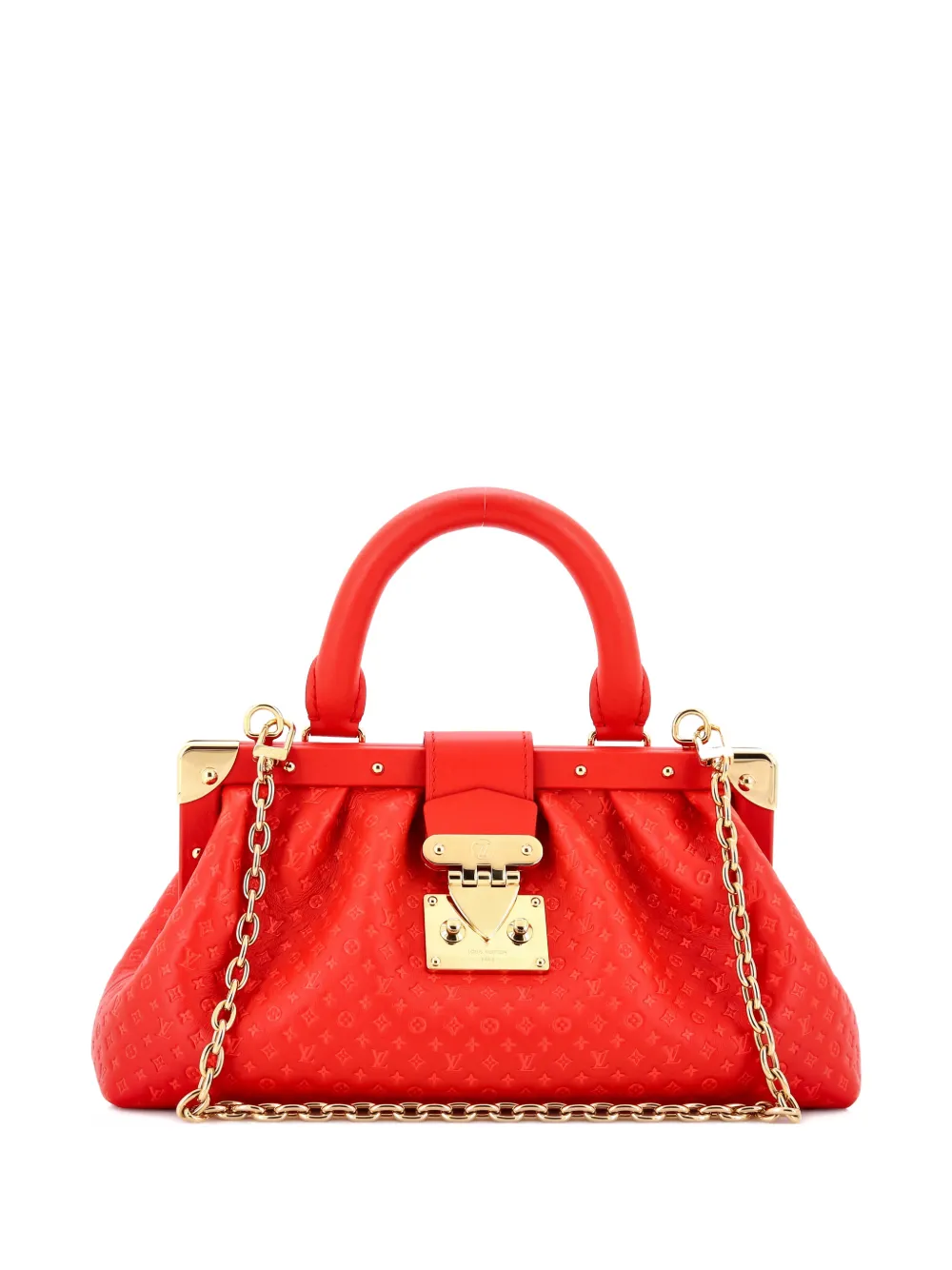 Louis Vuitton Pre-Owned Top Handle Frame Clutch Nanogram Embossed Leather satchel - Rot