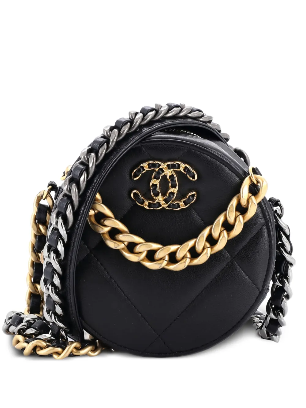 CHANEL Pre-Owned 19 Round with Chain Quilted Leather clutch bag - Nero