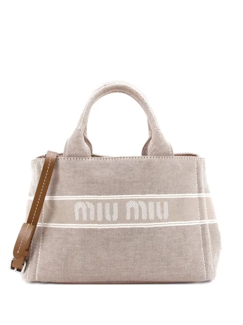 Miu Miu Pre-Owned Logo Convertible Tote Printed Denim Medium shoulder bag