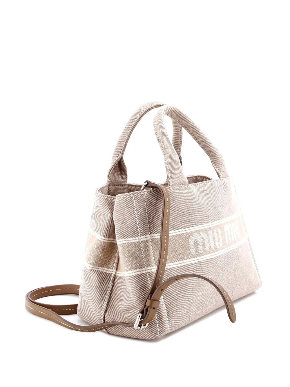 Miu Miu Pre-Owned Logo Convertible Tote Printed Denim Medium shoulder bag | Estilos de archivo | Image 2