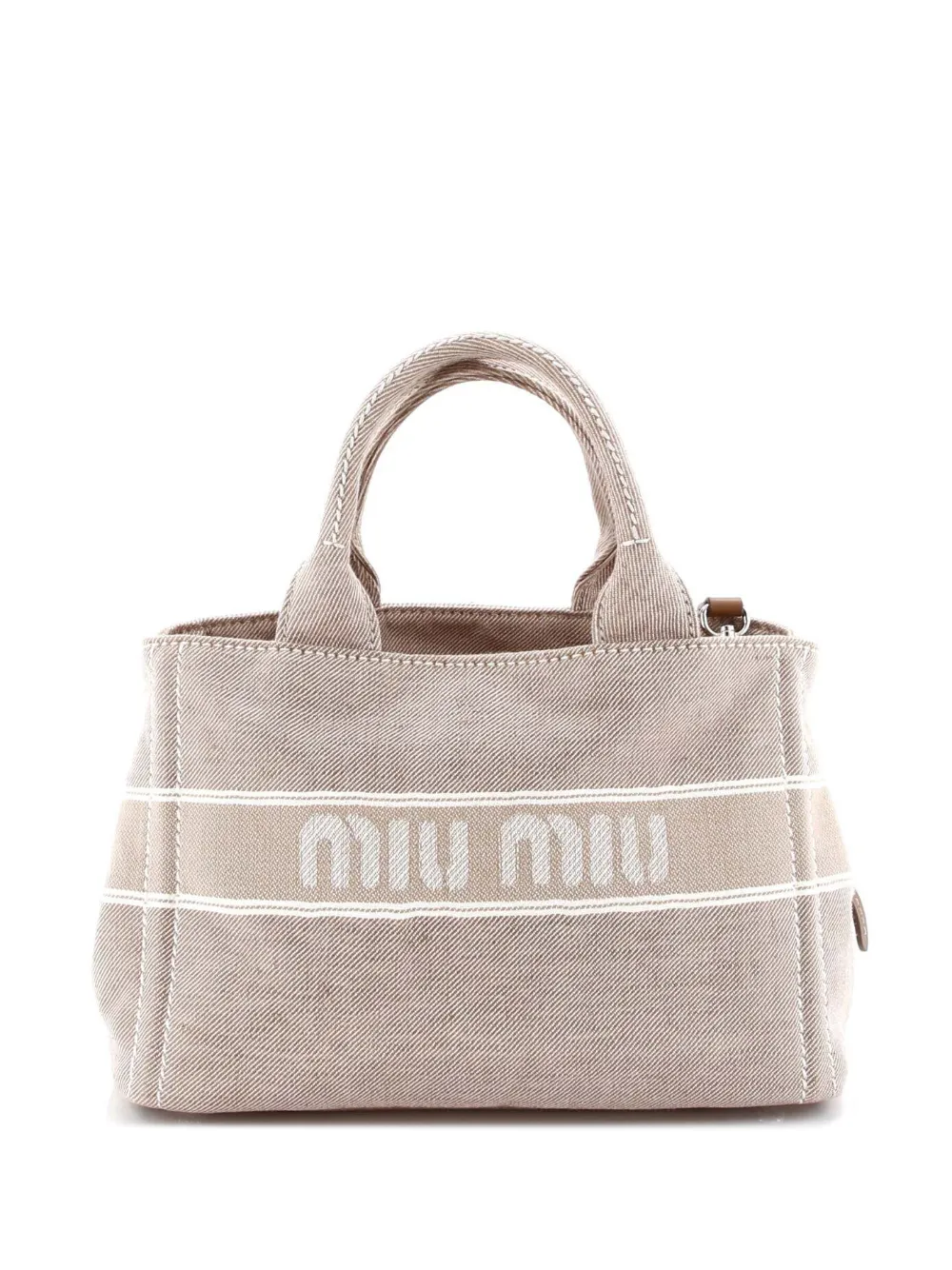 Miu Miu Pre-Owned Logo Convertible Tote Printed Denim Medium shoulder bag | Pre-Owned | Image 2