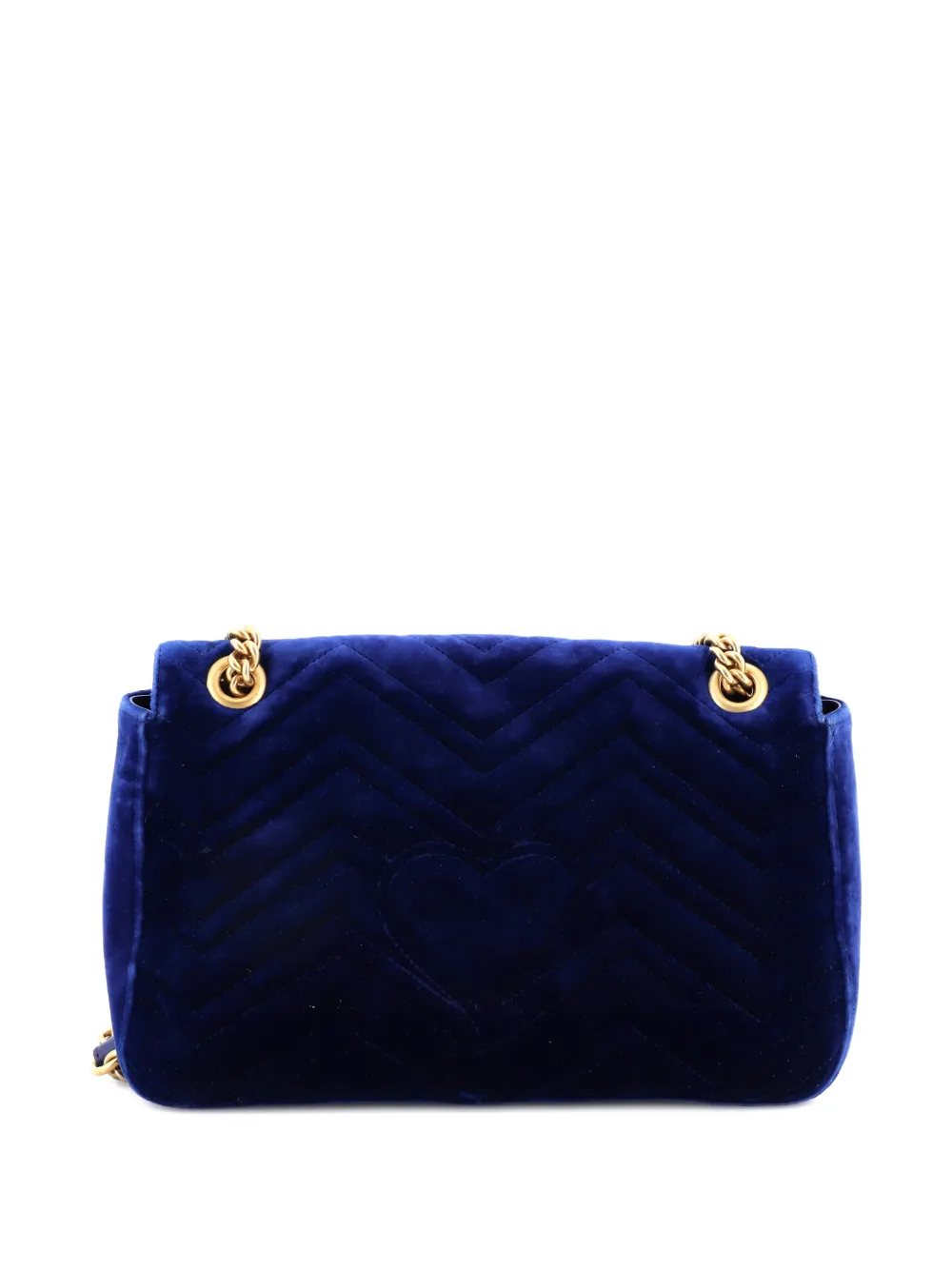 Gucci Pre-Owned GG Marmont Flap 刺绣马特拉塞凸纹丝绒中号单肩包 | 蓝色 | FARFETCH CN