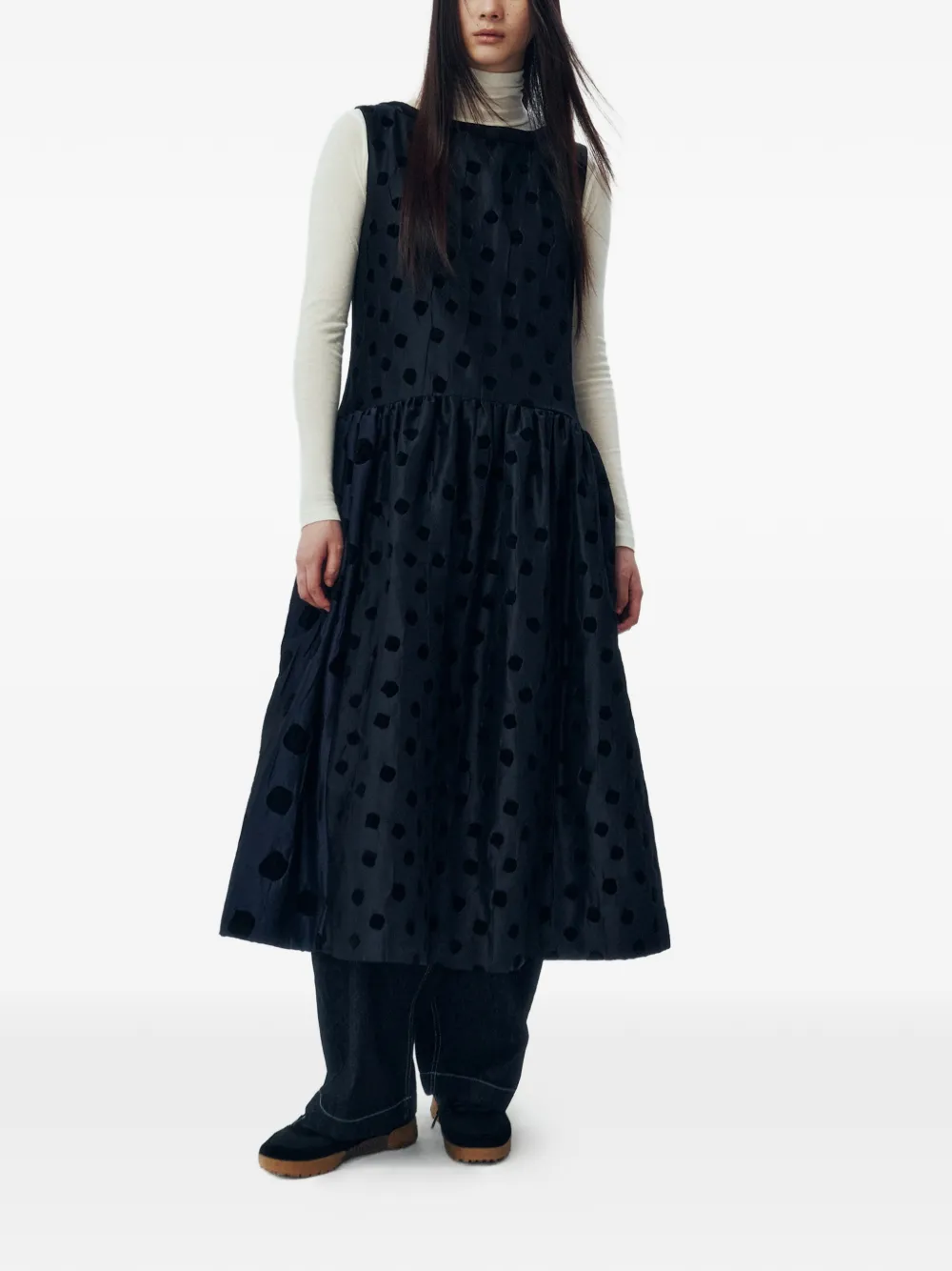 Studio Tomboy Polka-dot Sleeveless Midi Dress In Multi