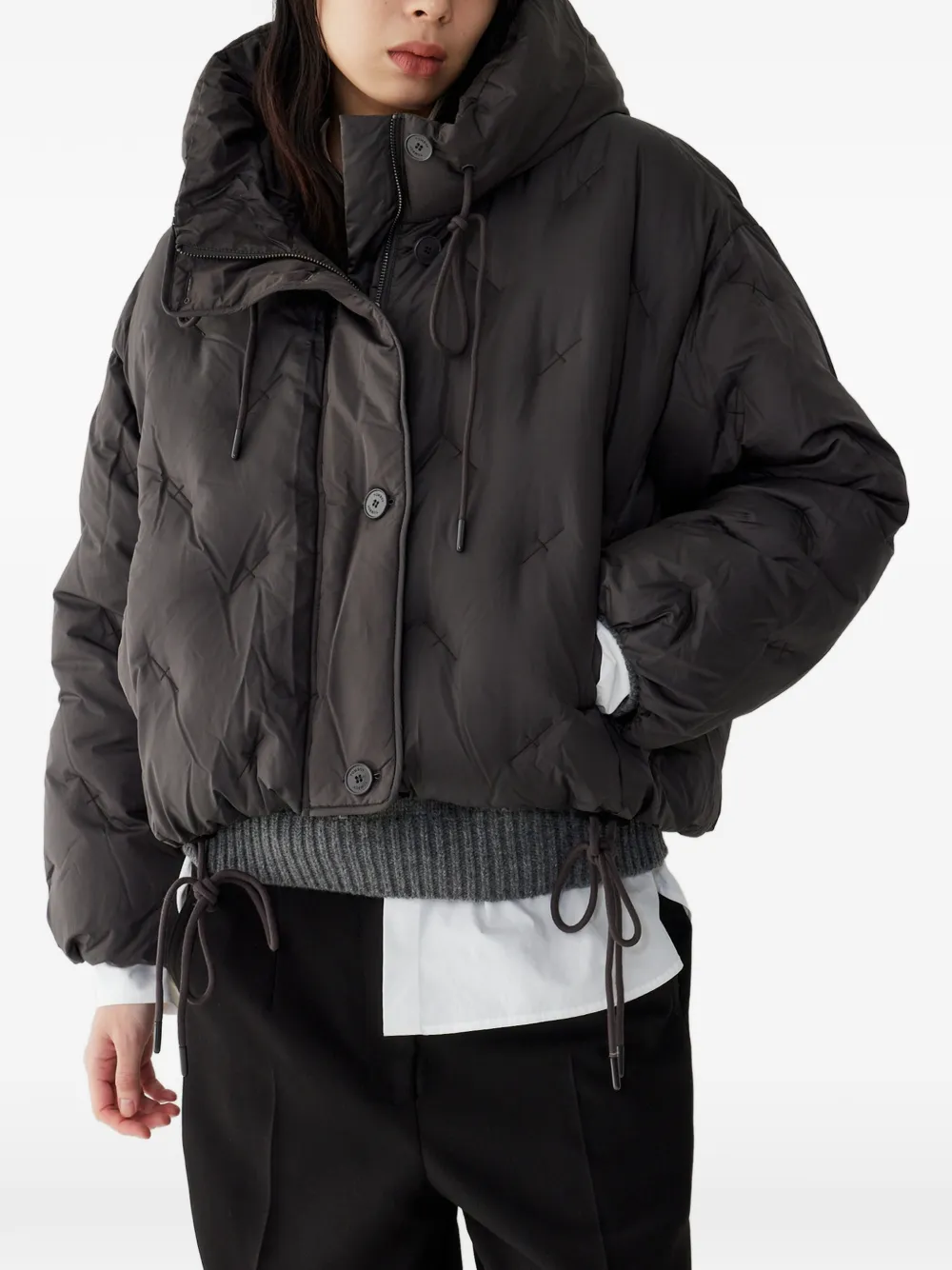 Studio Tomboy Quilted Hooded Down Jacket In Black