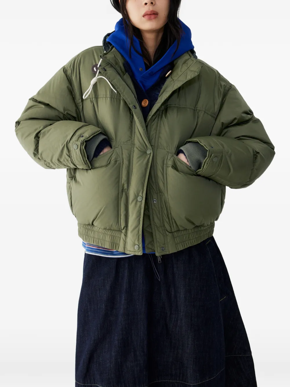 Studio Tomboy Concealed-hood Down Jacket In Gray