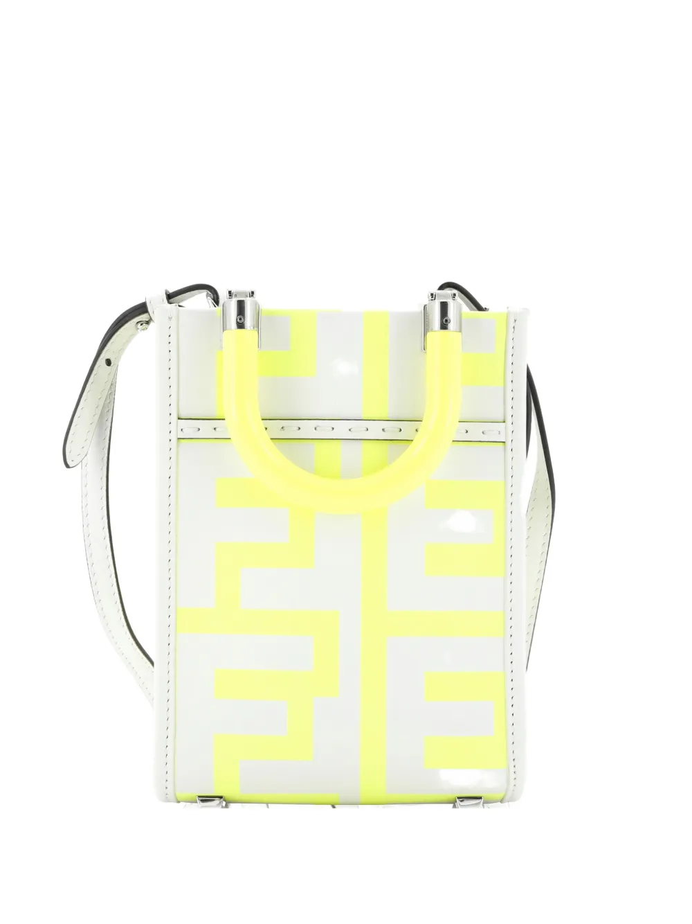 Pre-owned Fendi X Marc Jacobs Sunshine Shopper Printed Leather Mini Tote Bag In Gray