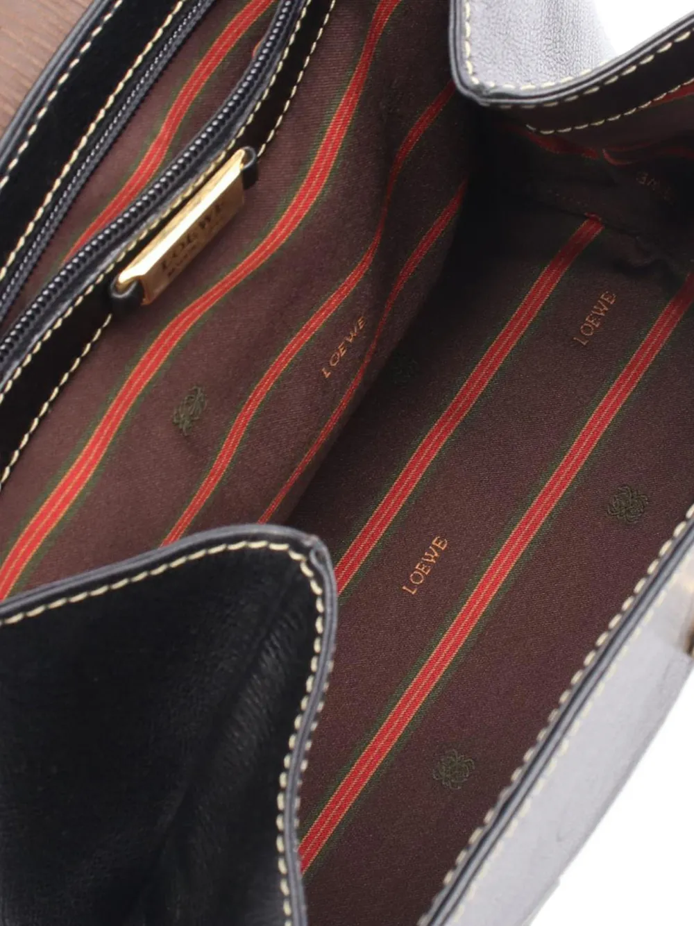 LOEWE Pre-owned 2010-2025 Leather Velazquez Twist Satchel In Black