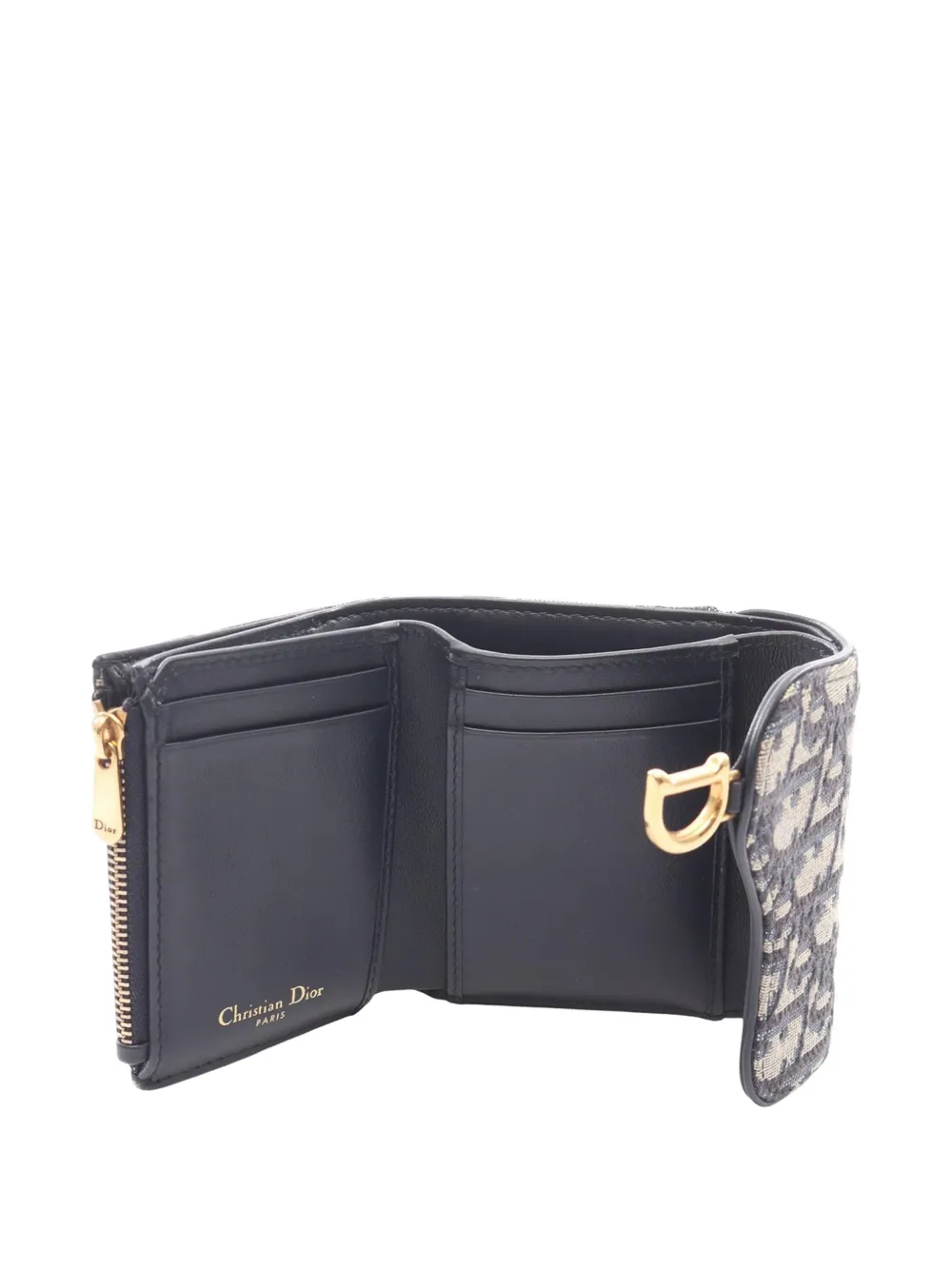 Pre-owned Dior 2010-2025 Oblique Canvas Saddle Wallet Small Wallets In Brown