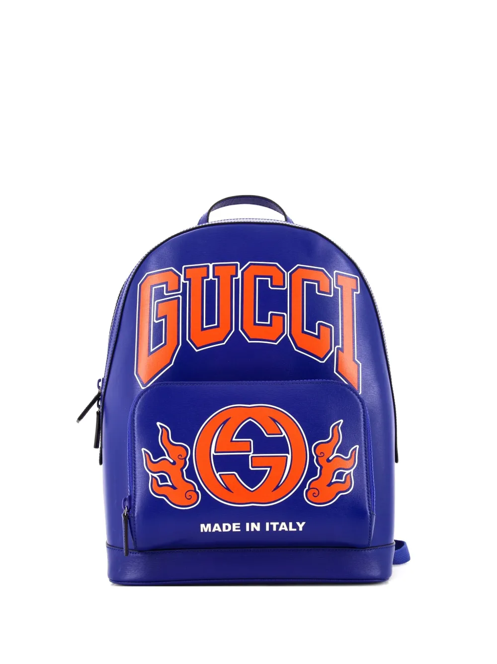 Gucci Pre-Owned Zaino medio in pelle con zip e logo - Blu