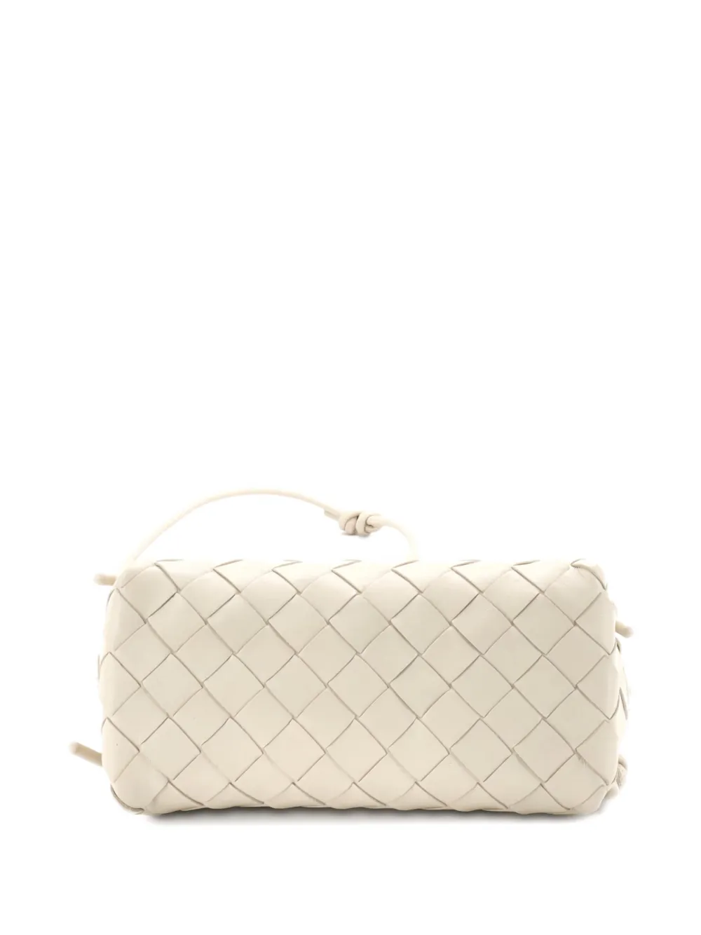 Pre-owned Bottega Veneta Concert Pouch Intrecciato Nappa Mini Crossbody Bag In White