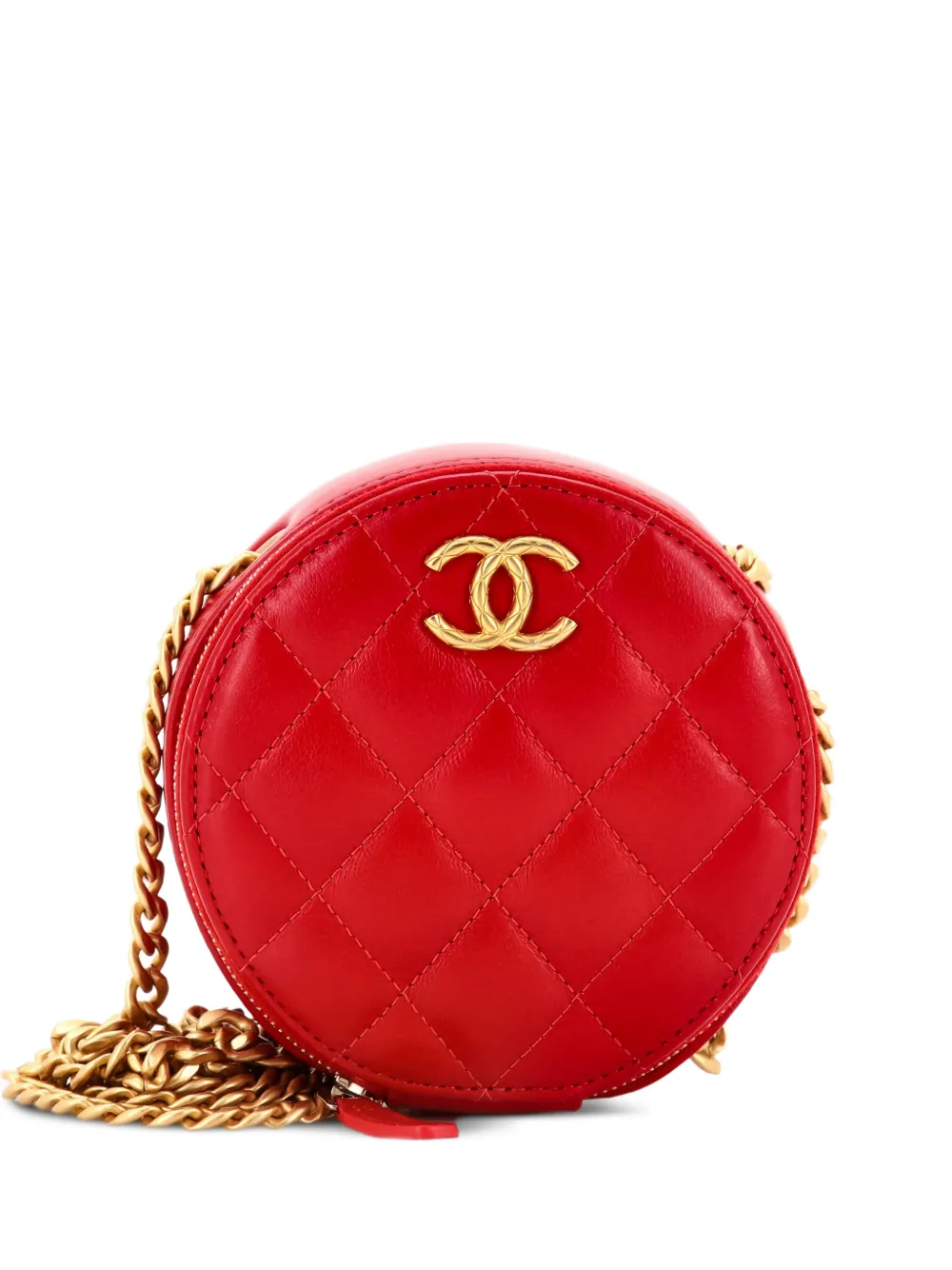 CHANEL Pre-Owned All Slide Long Round Clutch with Chain Quilted Lambskin crossbody bag - Rosso