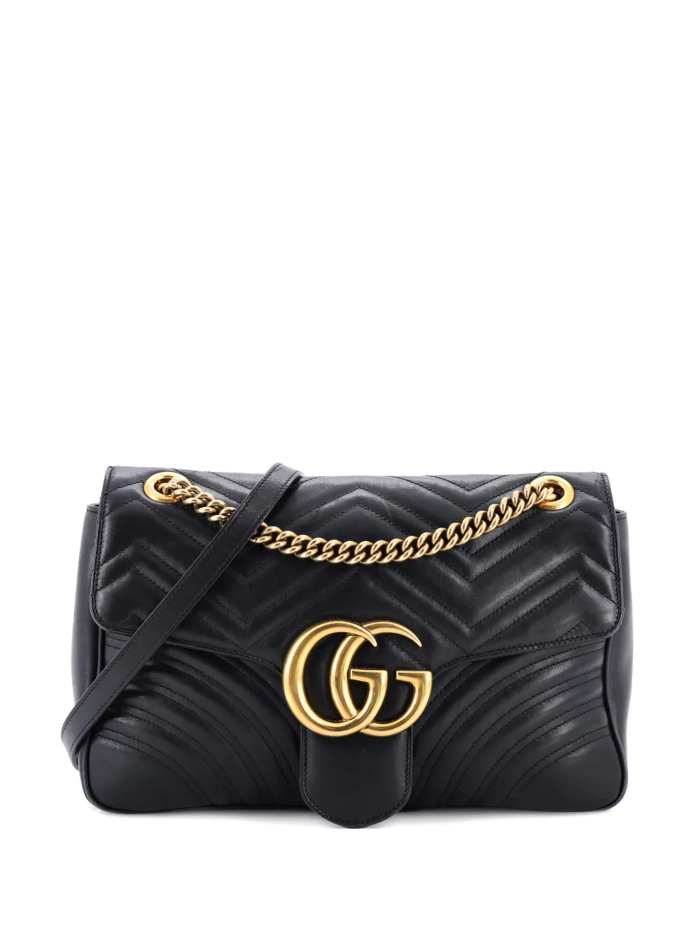 Gucci Pre-Owned GG Marmont Flap Bag Matelasse Leather Medium shoulder bag - Nero