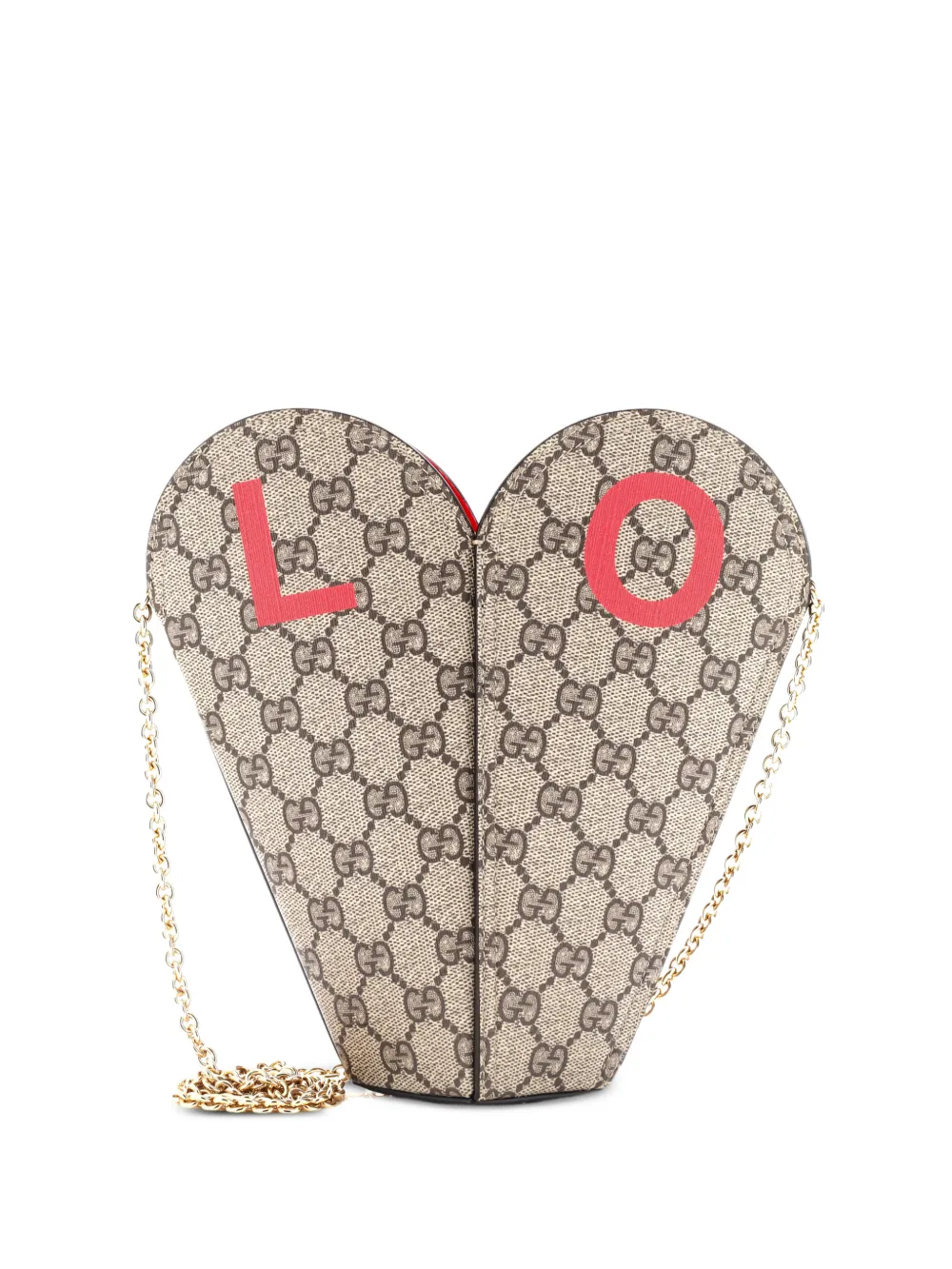 Gucci Pre-Owned Valentine's Day Chain Heart Bag Printed GG Coated Canvas Small shoulder bag - Marrone