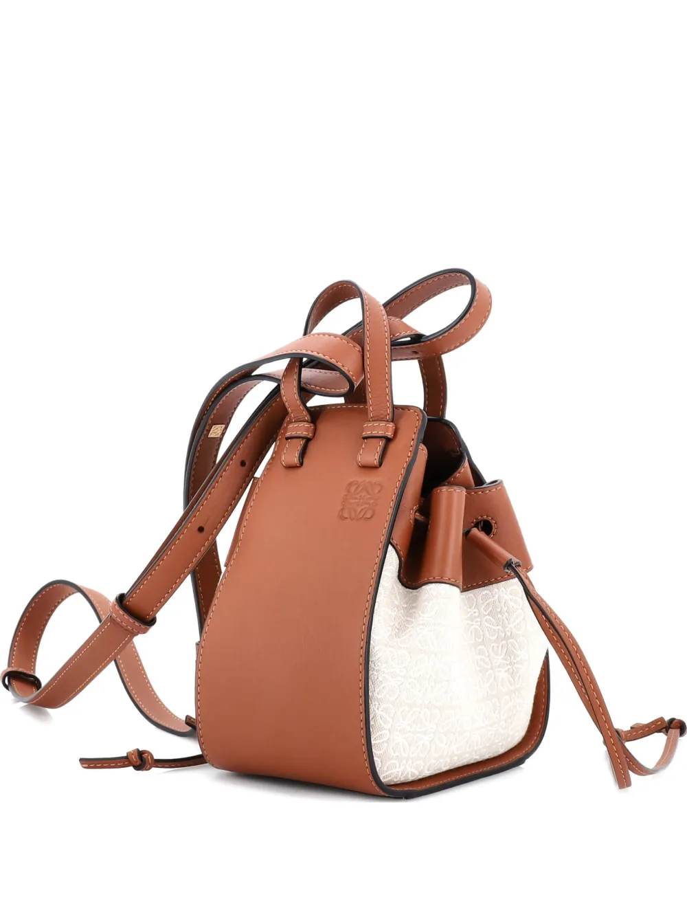 Loewe Pre-Owned Hammock Bag Leather and Anagram Jacquard Mini crossbody bag - Marrone