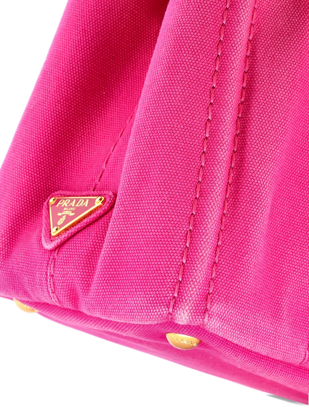 Pre-owned Prada Canapa Canvas Mini Tote Bag In Pink