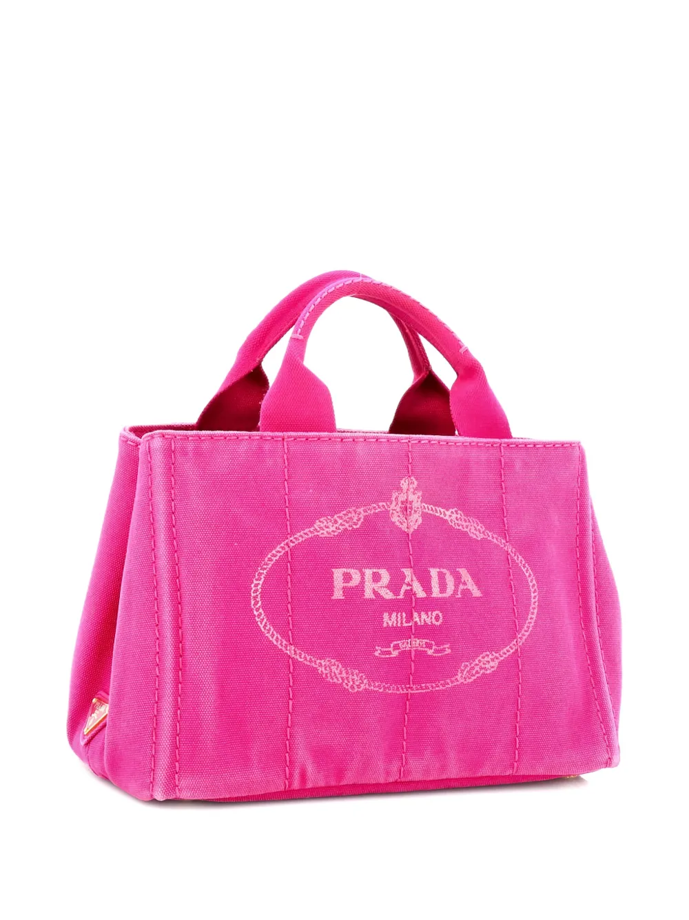 Pre-owned Prada Canapa Canvas Mini Tote Bag In Pink