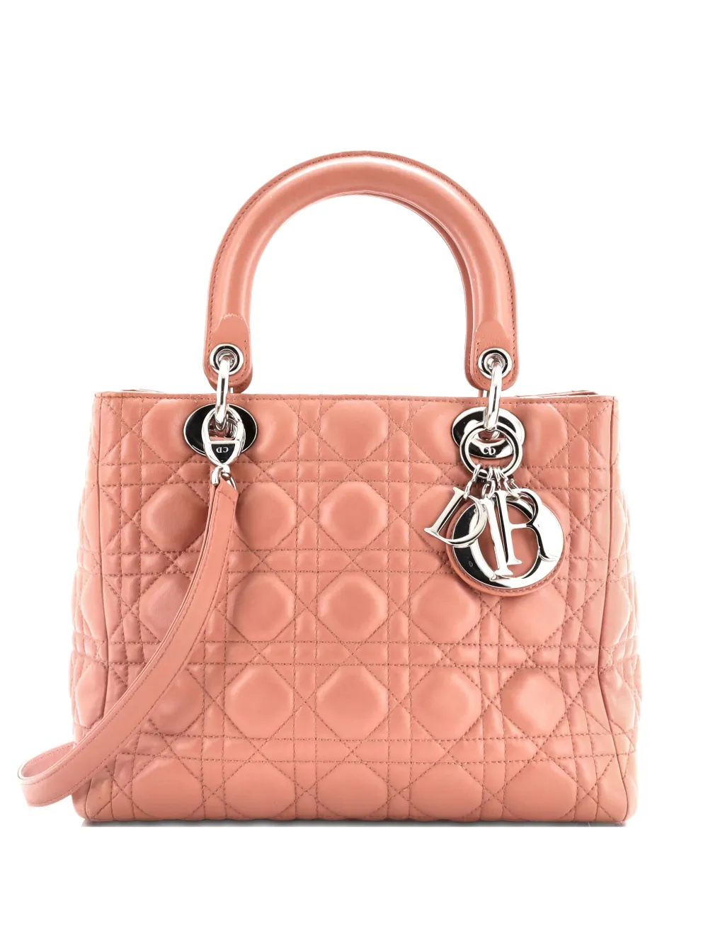 Christian Dior Pre-Owned Lady Dior Bag Cannage Quilt Lambskin Medium satchel - Rosa