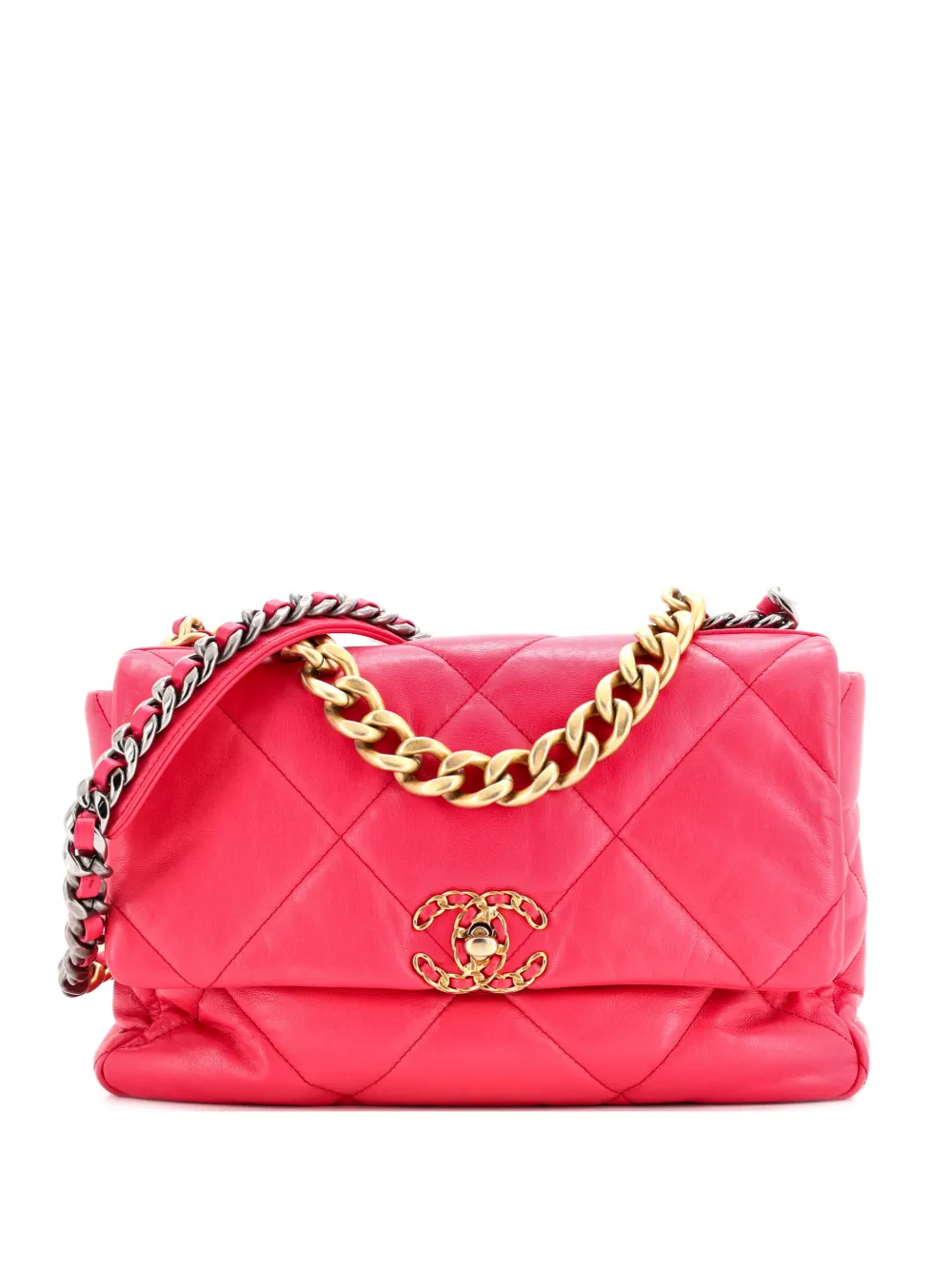 CHANEL Pre-Owned 19 Flap Bag Quilted Leather Large crossbody bag - Rosa