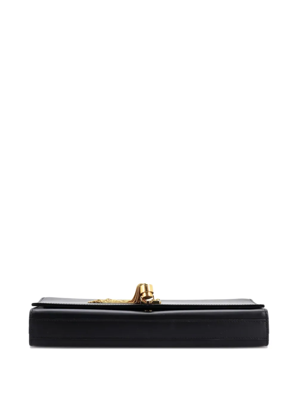 SAINT LAURENT Pre-owned Classic Monogram Tassel Leather Long Clutch Bag In Black