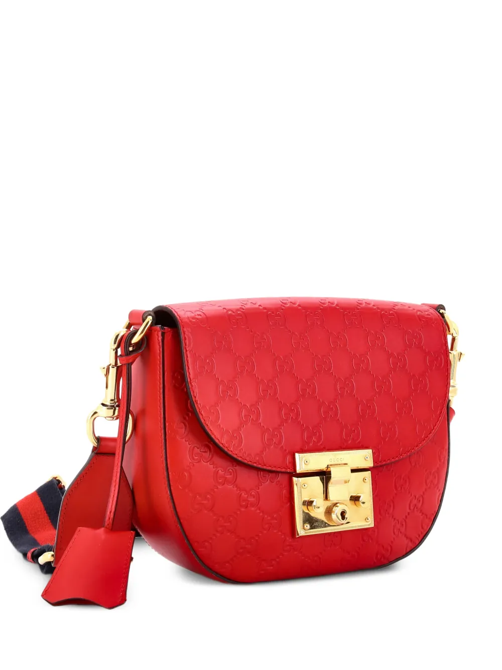 Gucci Pre-Owned Padlock Saddle Guccissima Leather Medium shoulder bag - Rosso