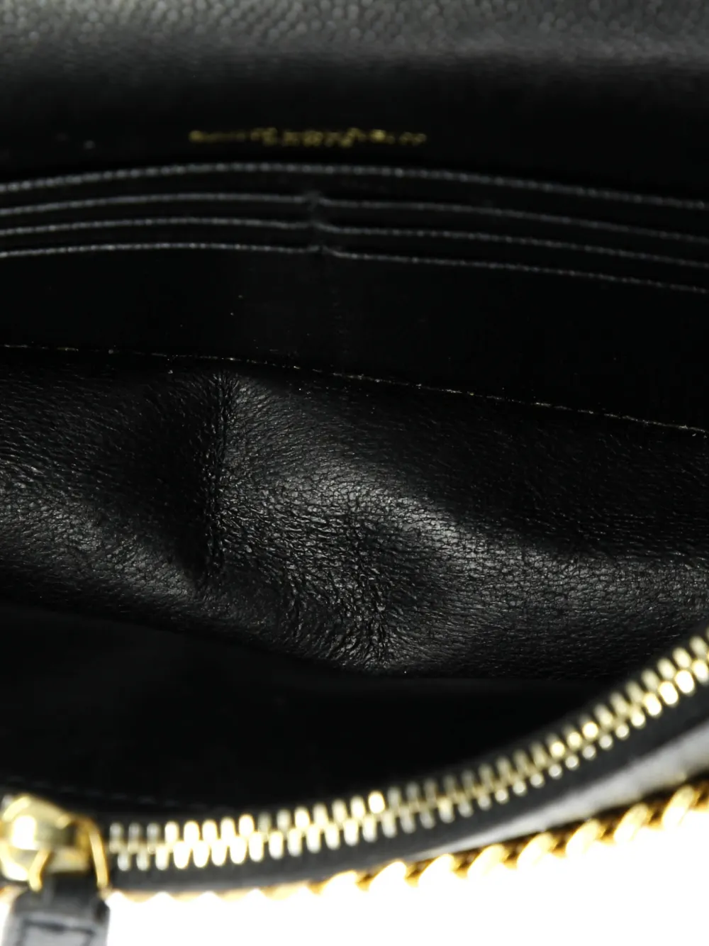 Pre-owned Saint Laurent Classic Monogram Tassel Grainy Leather Small Crossbody Bag In Black