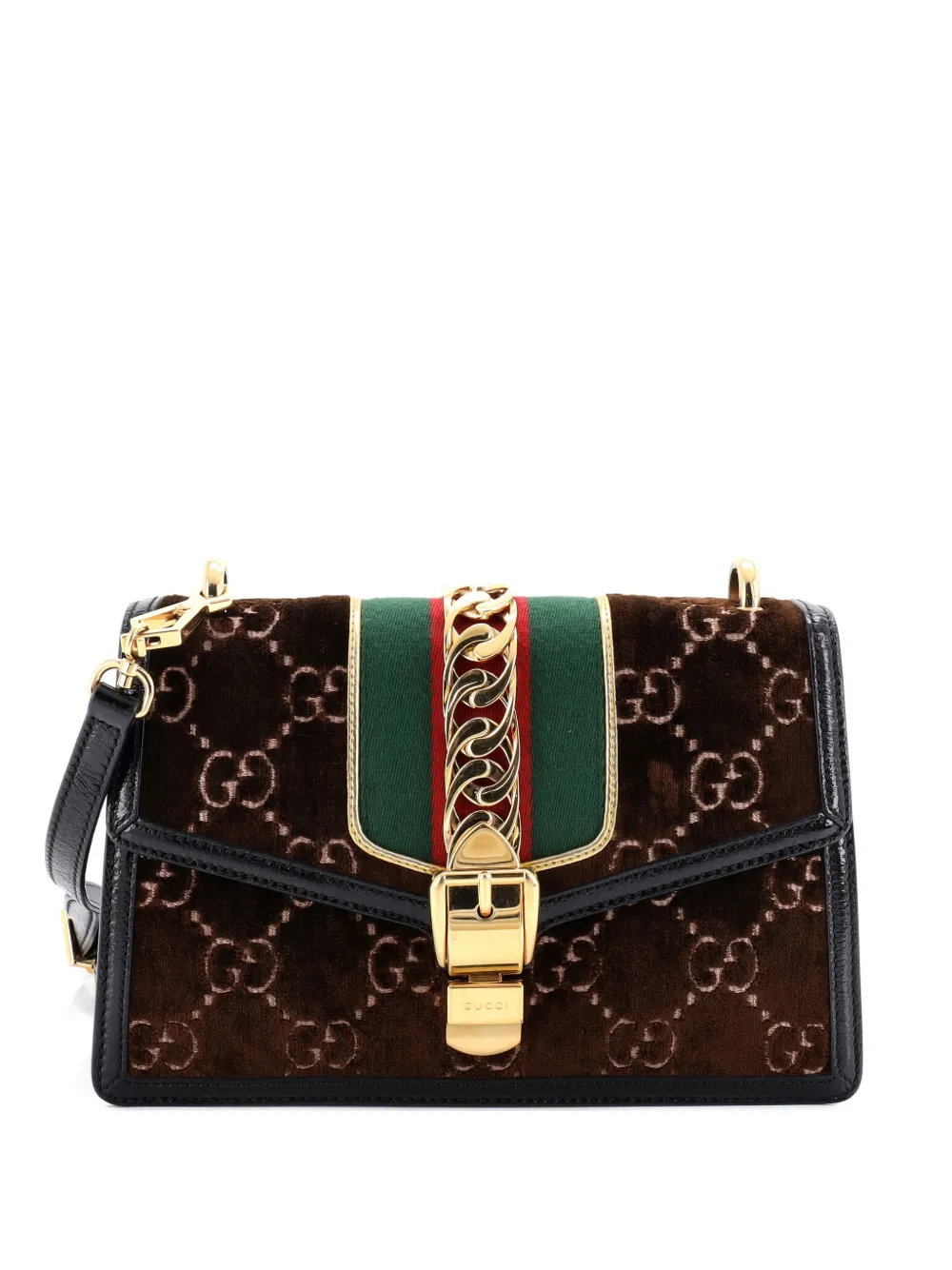 Gucci Pre-Owned Sylvie Shoulder Bag GG Velvet Small crossbody bag - Marrone