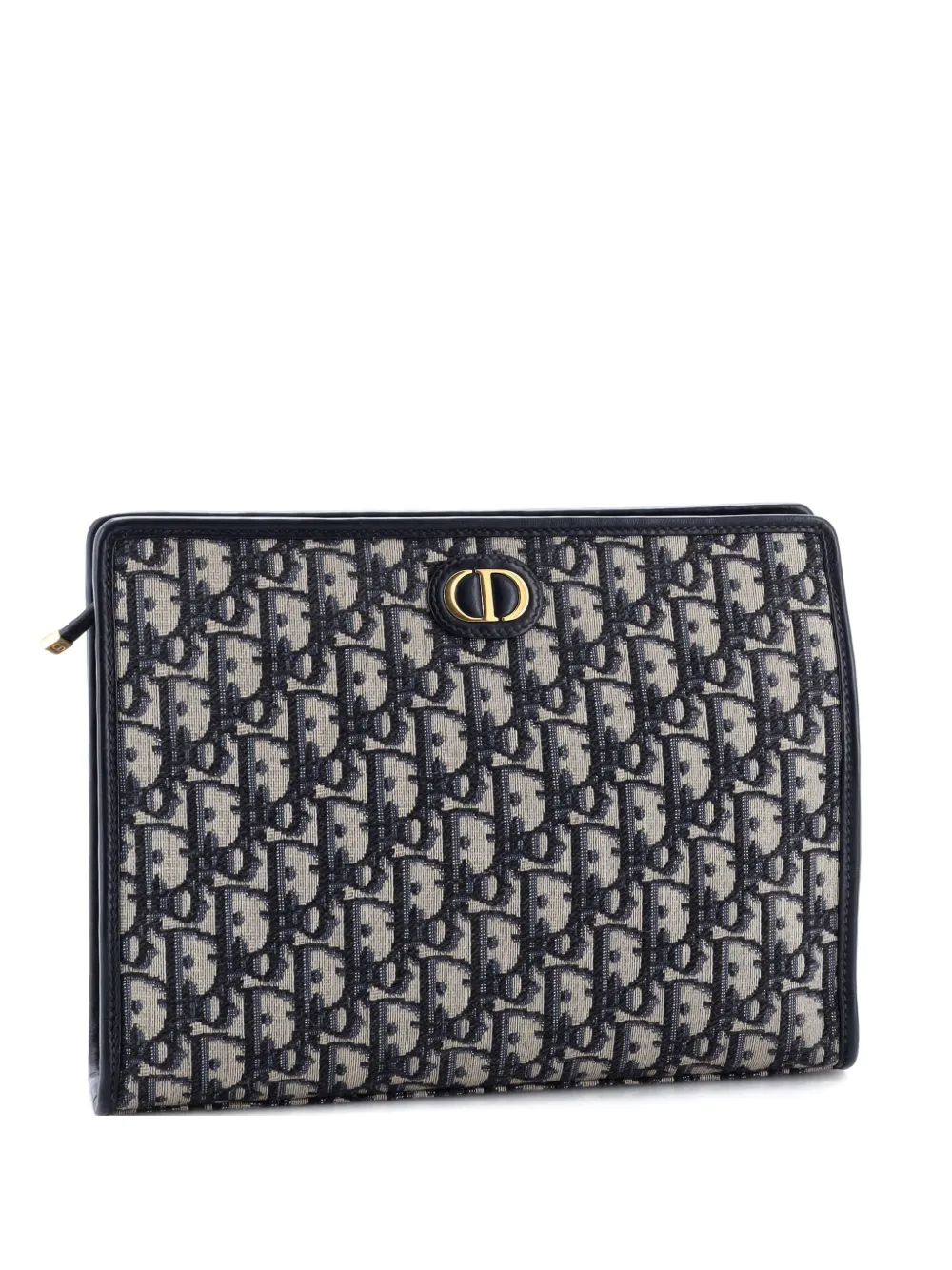 DIOR Pre-owned 30 Montaigne Zip Pouch Oblique Canvas Medium Clutch Bag In Blue