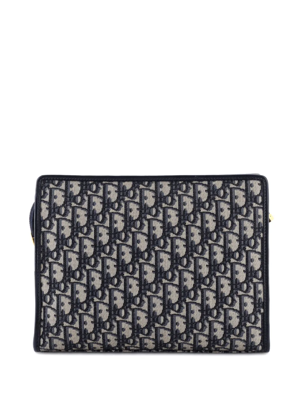 DIOR Pre-owned 30 Montaigne Zip Pouch Oblique Canvas Medium Clutch Bag In Blue