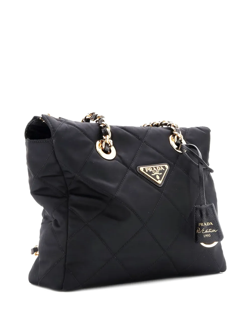 PRADA Pre-owned Re-edition 1995 Chain Quilted Re-nylon Small Tote Bag In Black