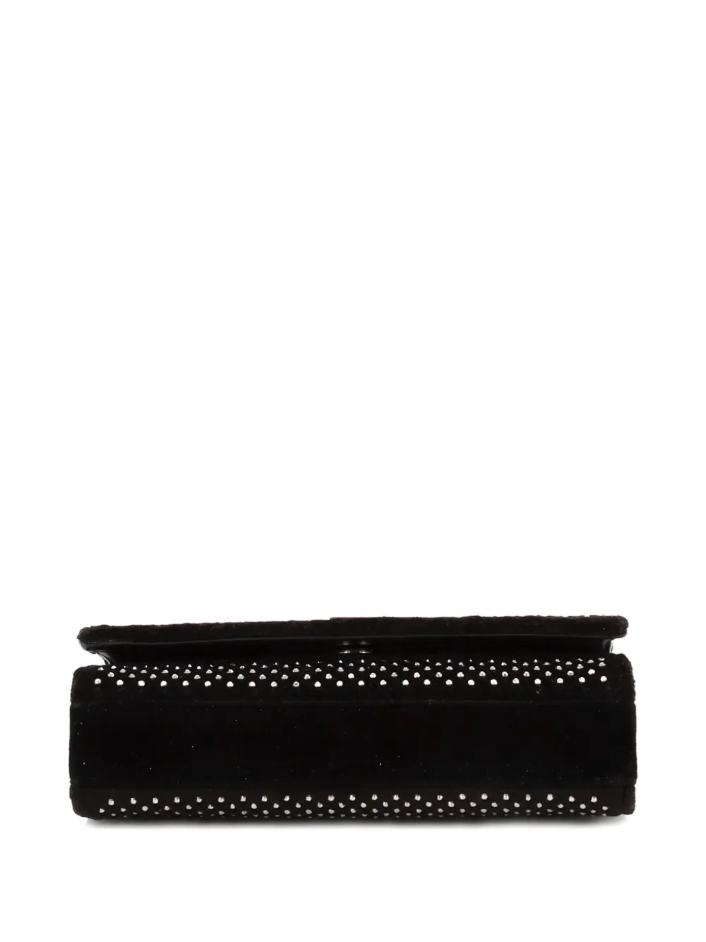 Pre-owned Saint Laurent Classic Monogram Embellished Velvet Medium Crossbody Bag In Black