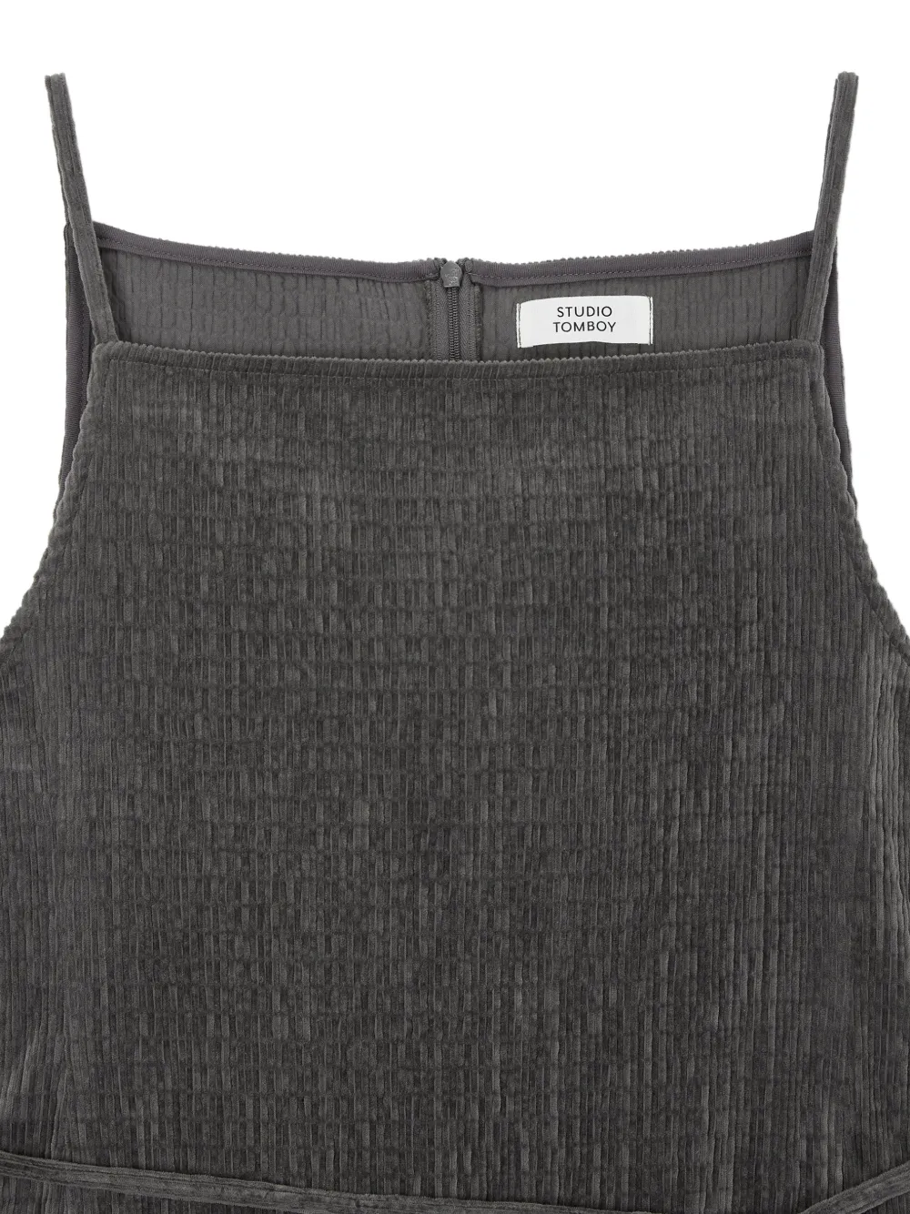 TOMBOY Ribfluwelen mini-jurk met spaghettibandjes Grijs
