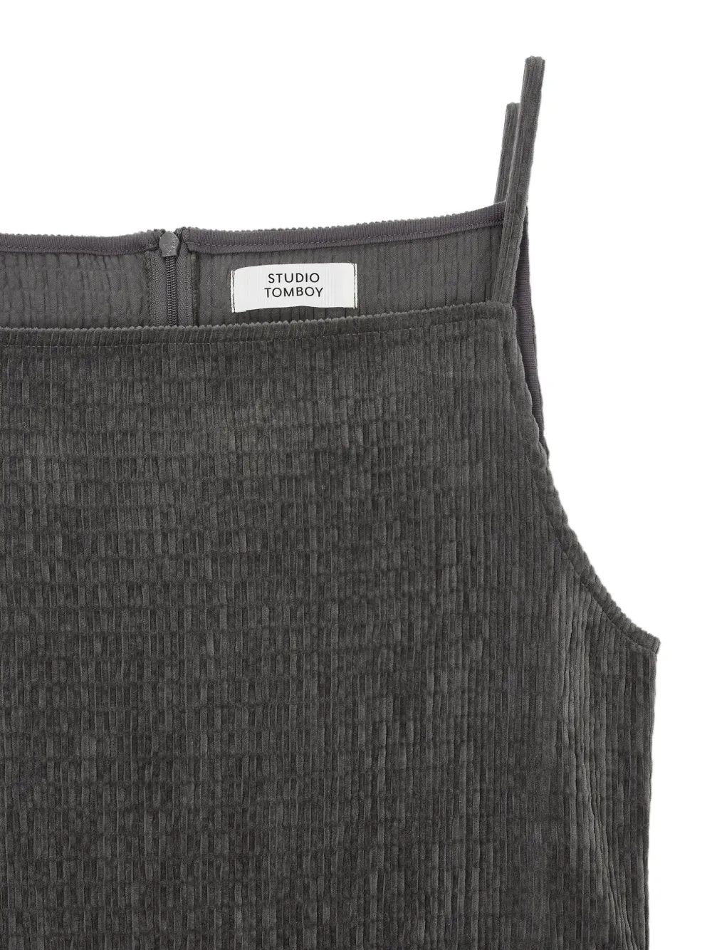 TOMBOY Ribfluwelen mini-jurk met spaghettibandjes Grijs
