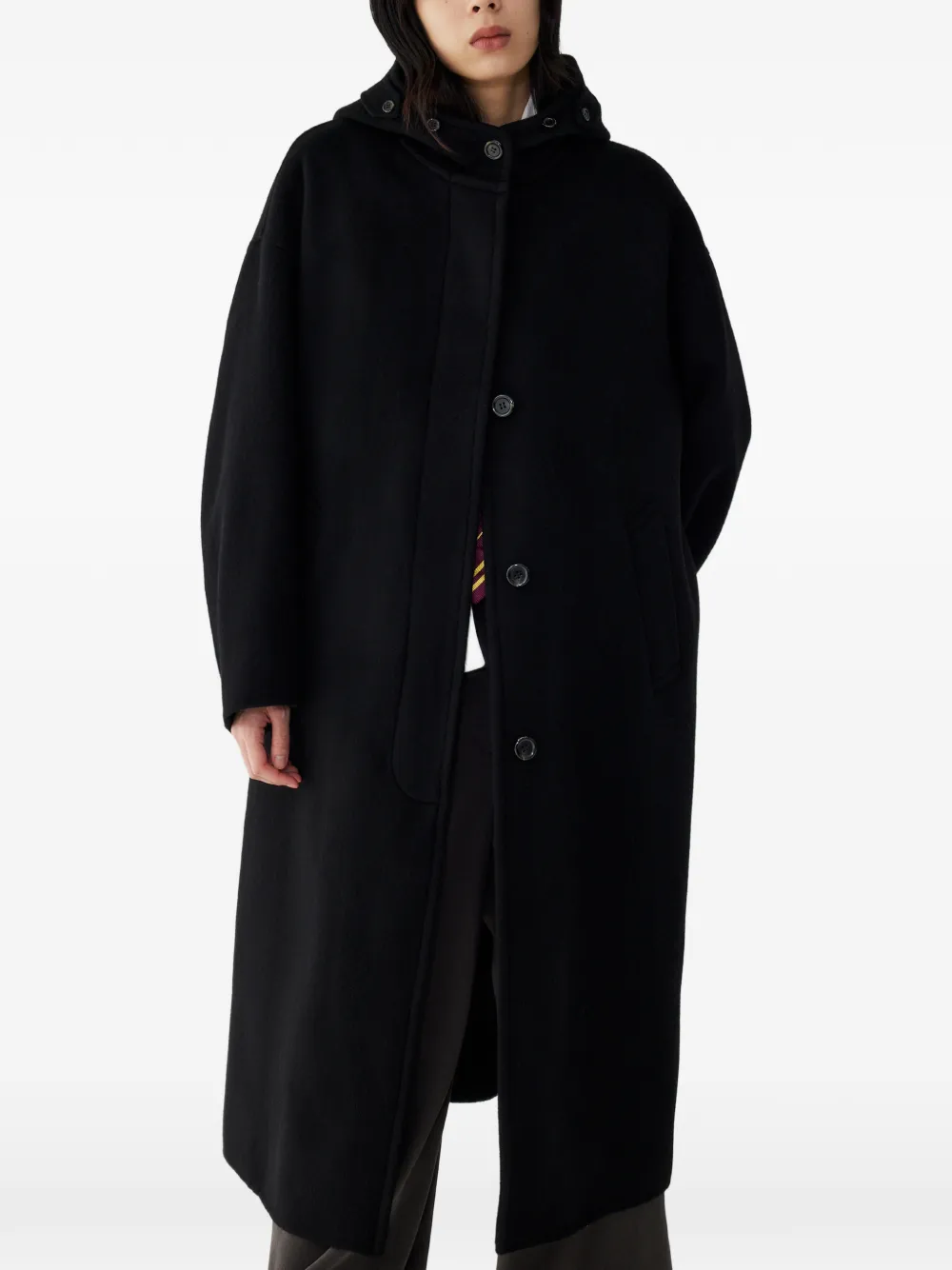 TOMBOY Wollen jas met capuchon Zwart