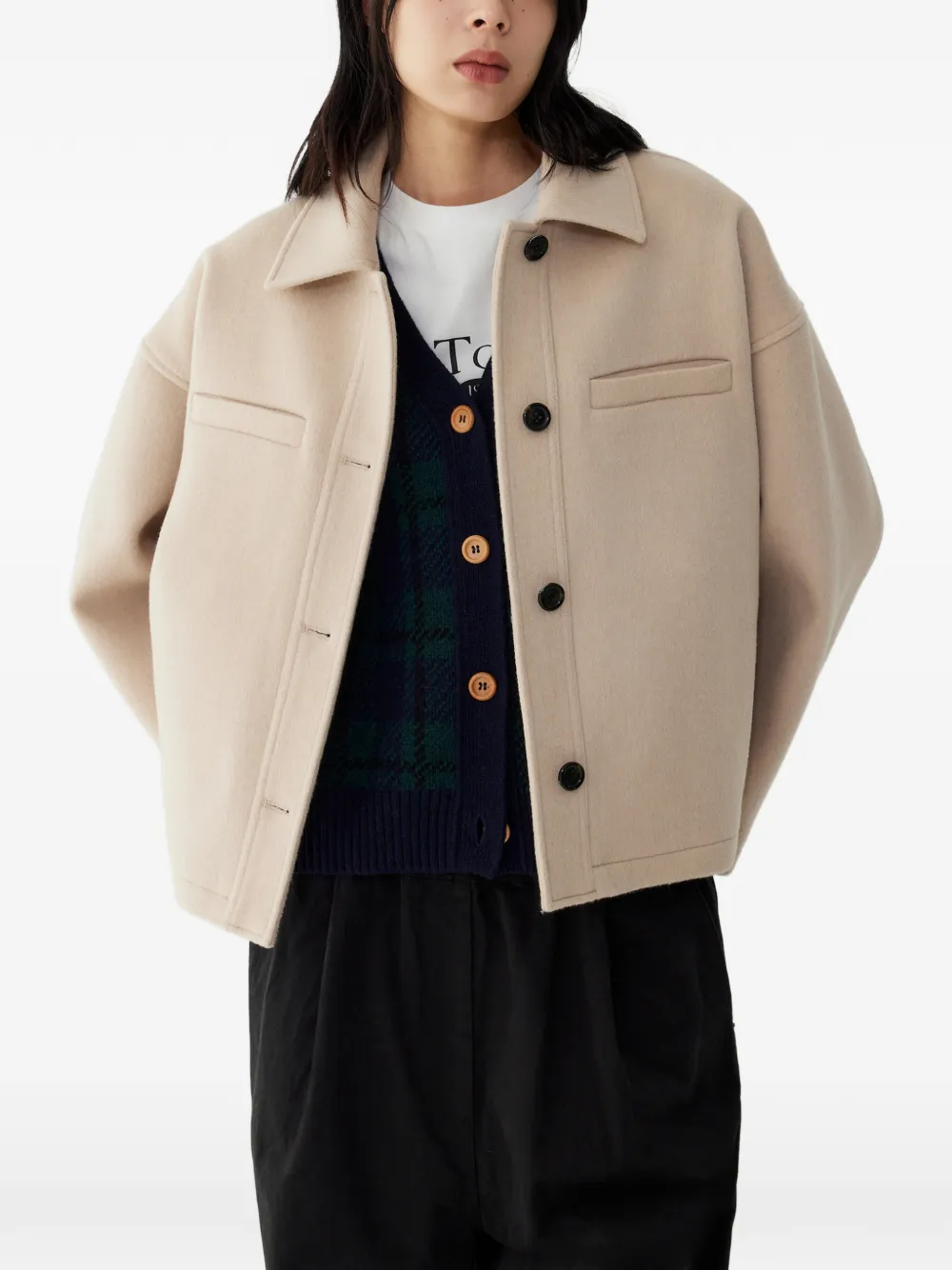 TOMBOY Wollen jack met knopen Beige