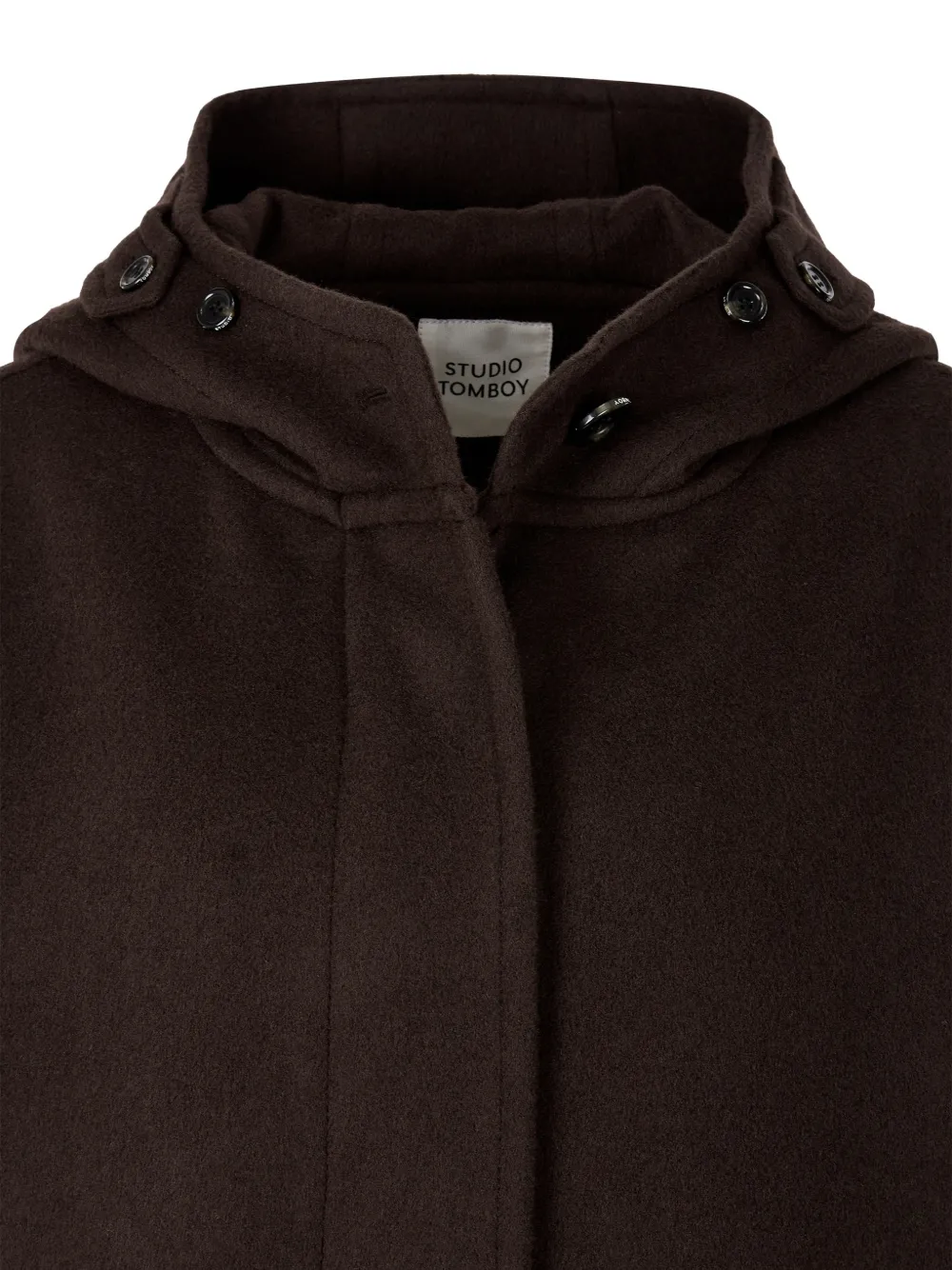 TOMBOY Wollen jas met capuchon Bruin