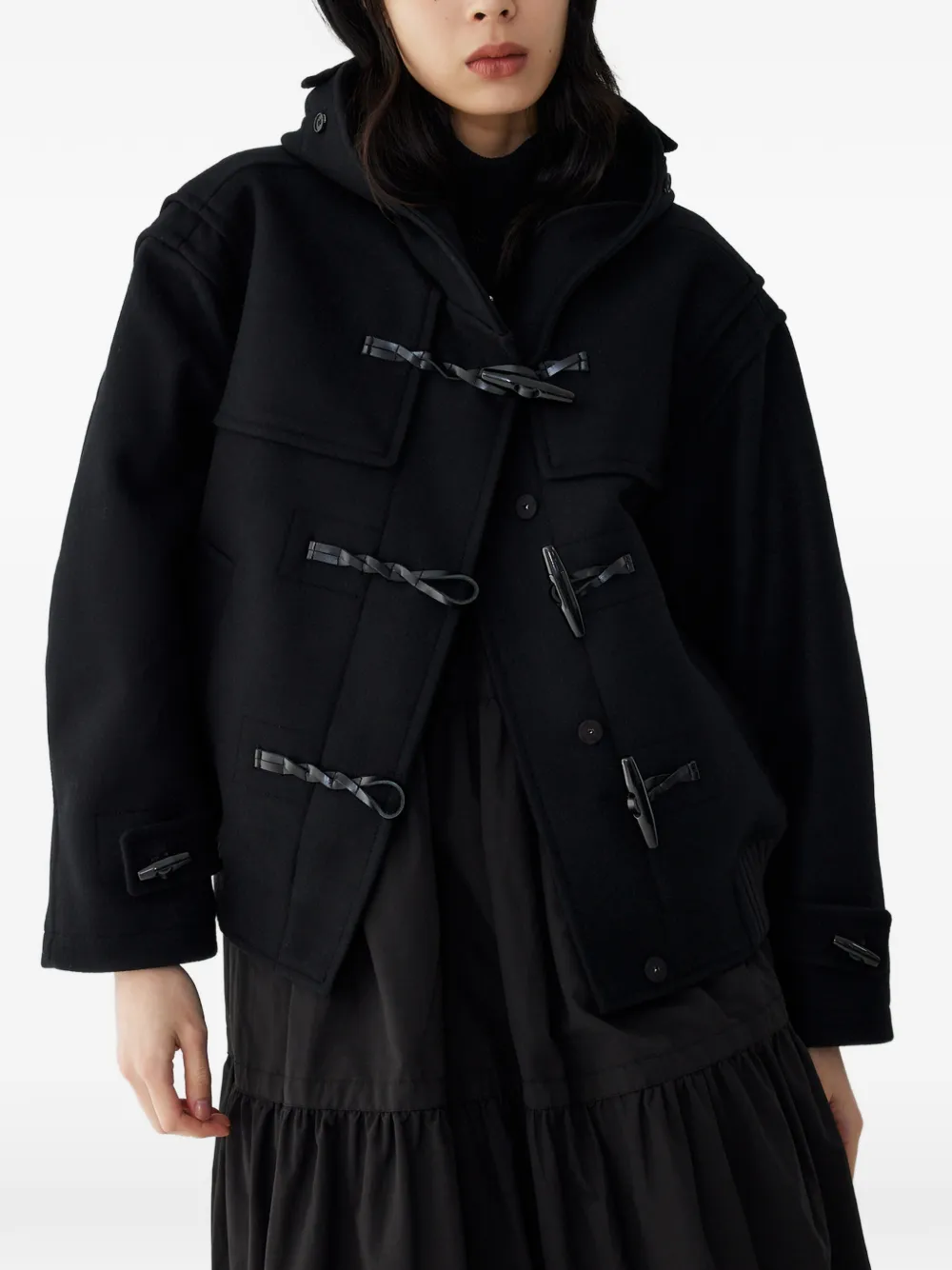 Toggle-Fastening Hooded Jacket