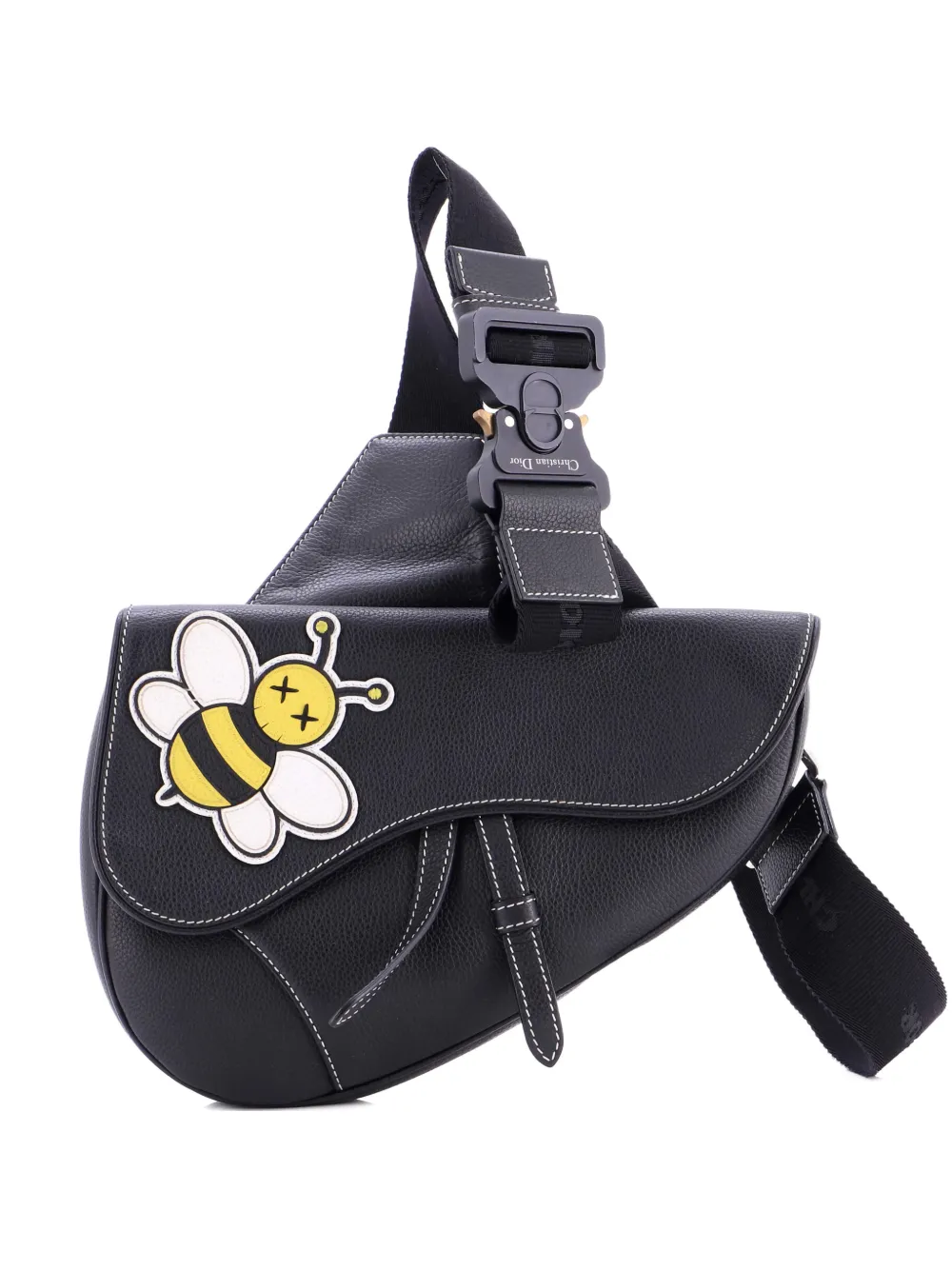 Christian Dior Pre-Owned KAWS Saddle Leather with Applique crossbody bag - Nero