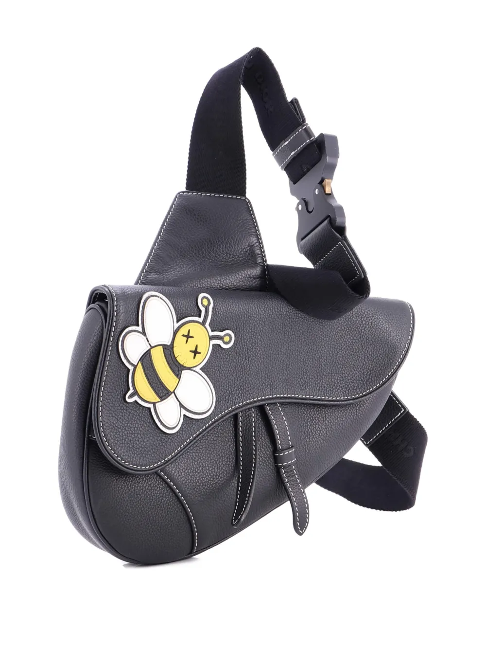 Christian Dior レザー ショルダーバッグ Christian Dior Pre-Owned KAWS サドル レザー ウィズ アップリケ