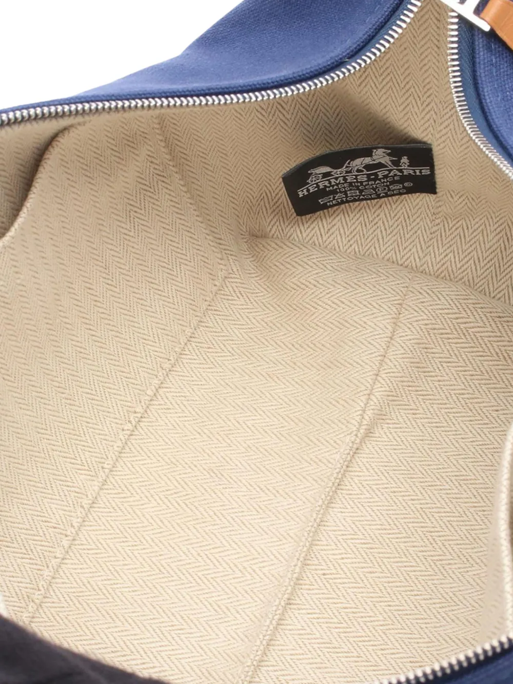 Pre-owned Hermes 2010-2025 Small Toile Bride A Brac Case Vanity Bag In Blue