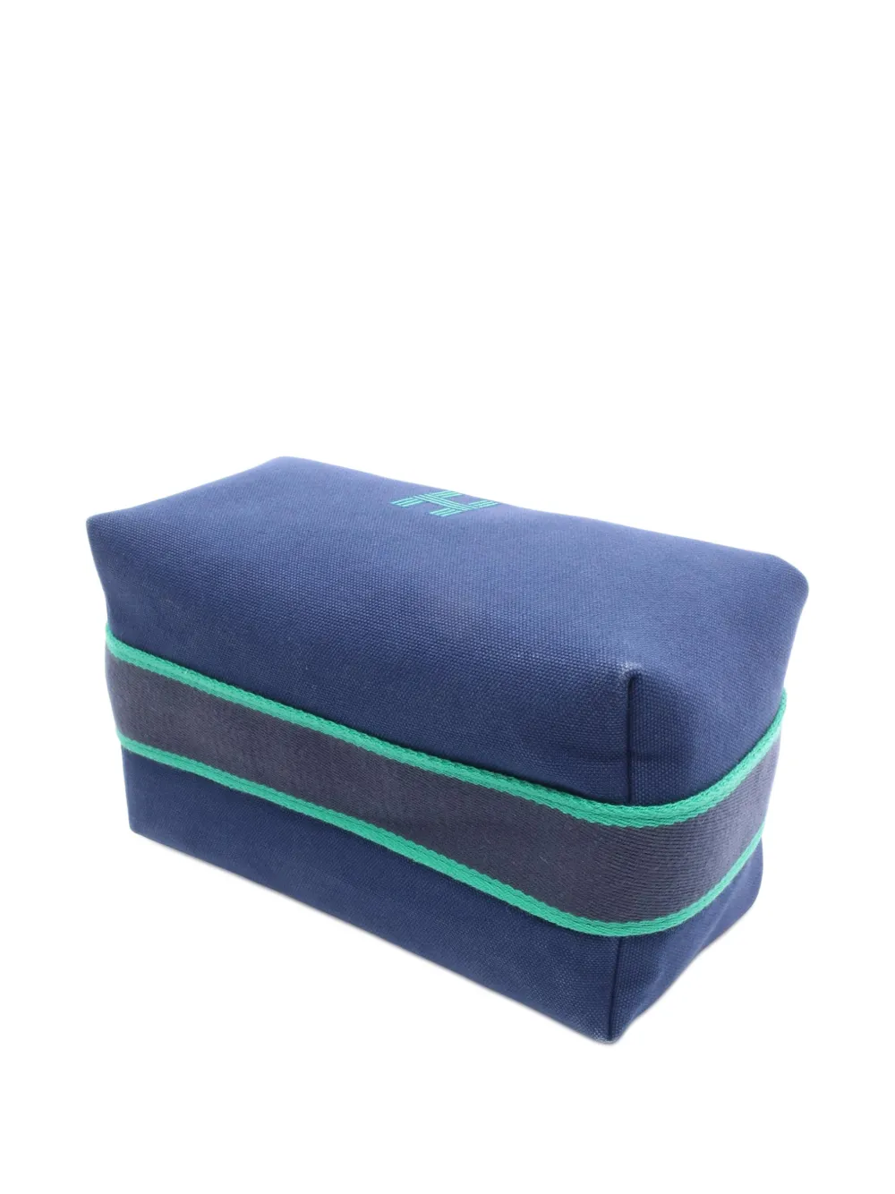 Pre-owned Hermes 2010-2025 Small Toile Bride A Brac Case Vanity Bag In Blue